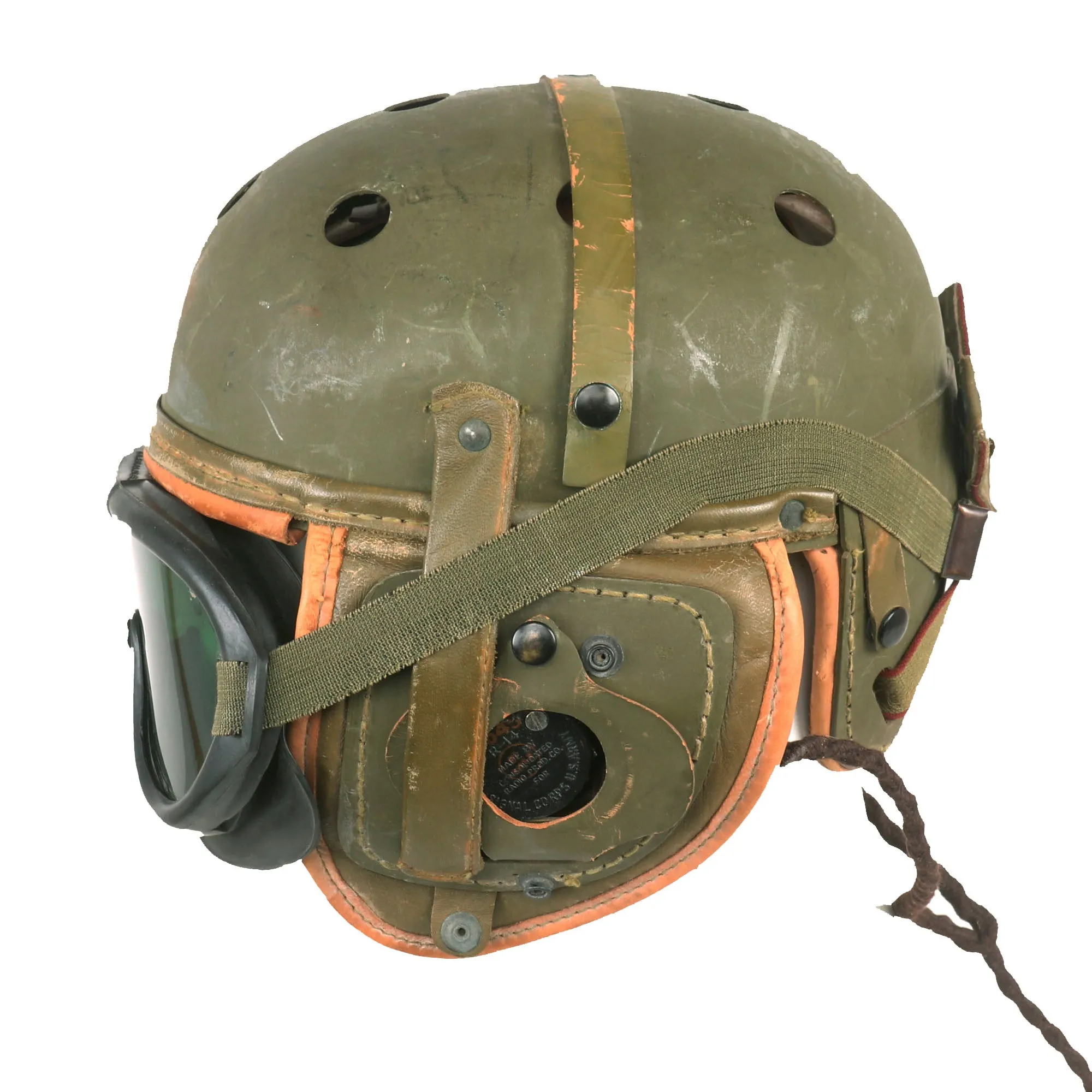 Original U.S. WWII Tanker Set - M38 Helmet & Goggles with Coveralls & Matching Hat