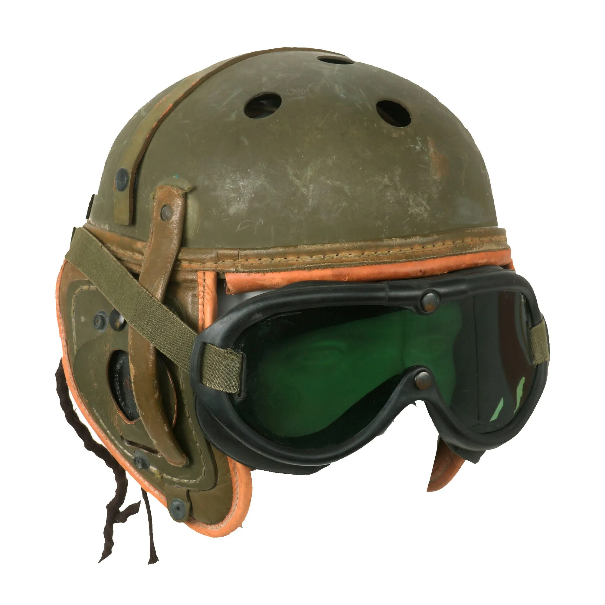 Original U.S. WWII Tanker Set - M38 Helmet & Goggles with Coveralls & Matching Hat