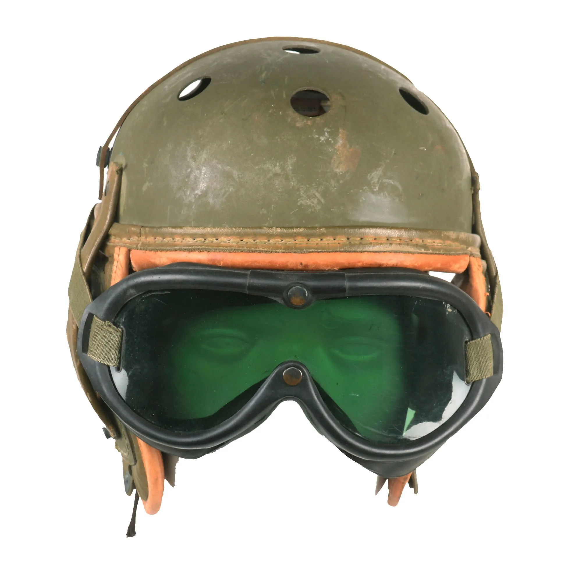 Original U.S. WWII Tanker Set - M38 Helmet & Goggles with Coveralls & Matching Hat