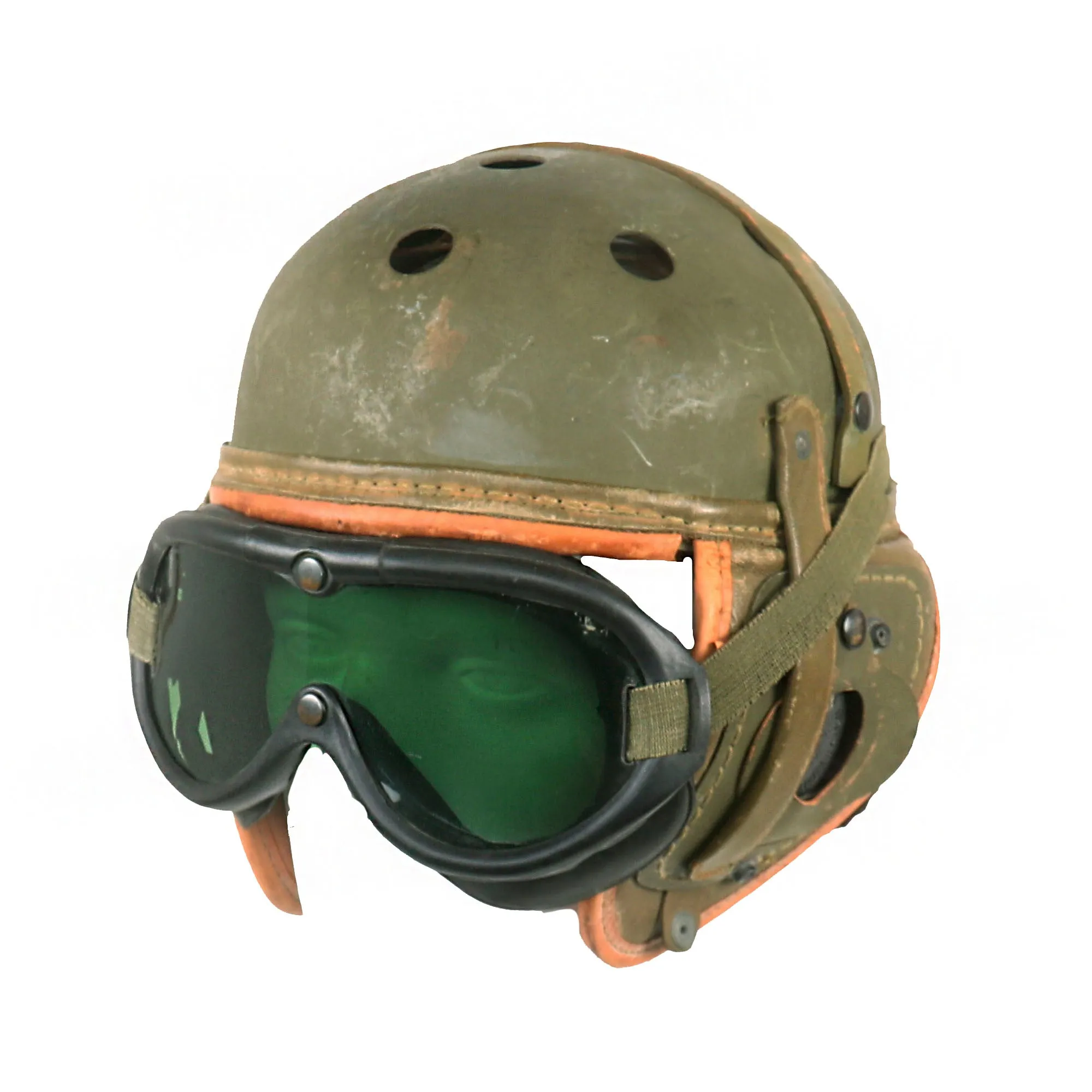 Original U.S. WWII Tanker Set - M38 Helmet & Goggles with Coveralls & Matching Hat
