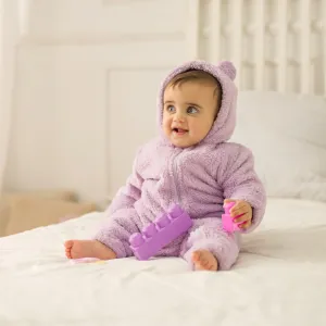 Purple Teddy Fleeced Hooded Onesie