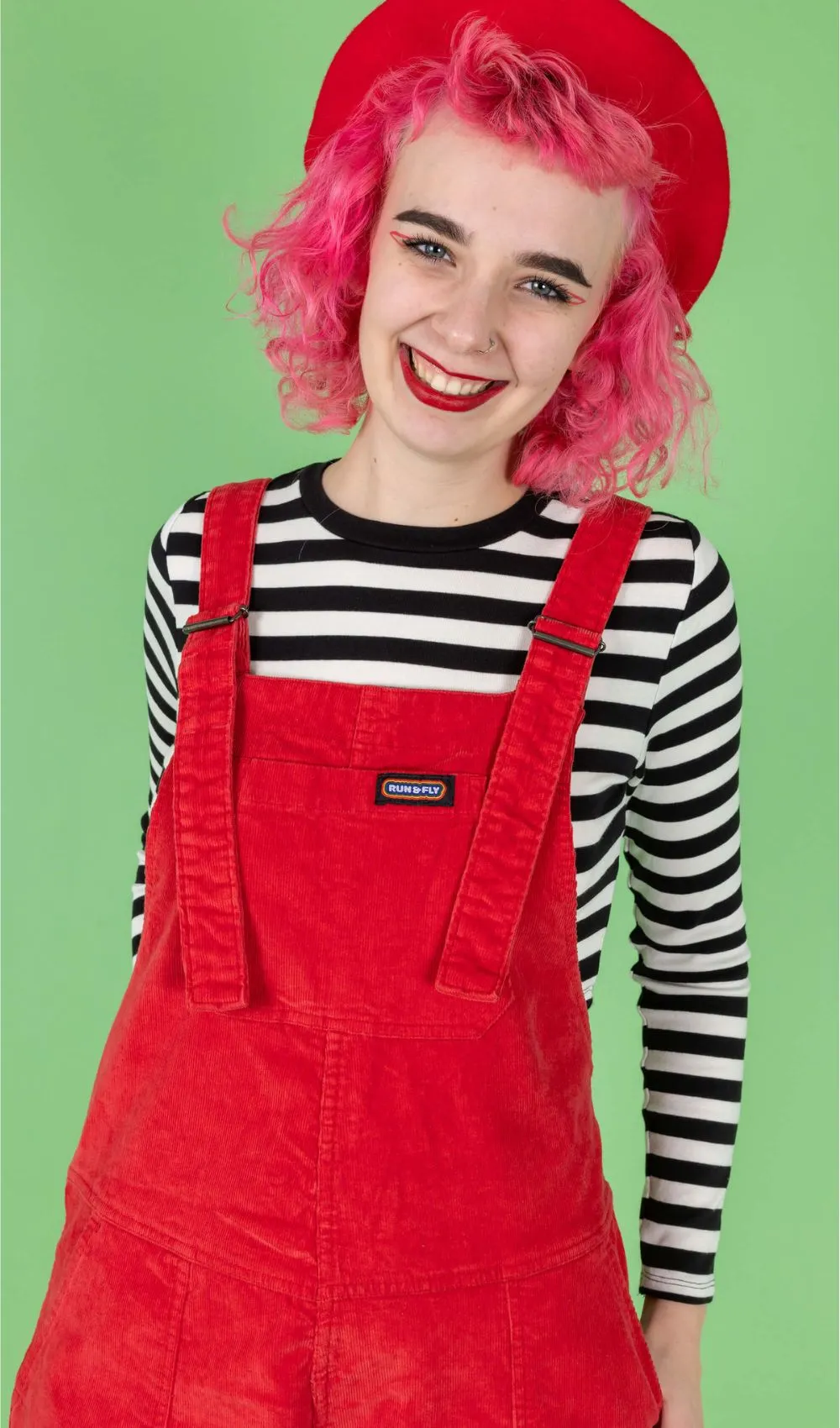 Run and Fly Red Cord Dungarees