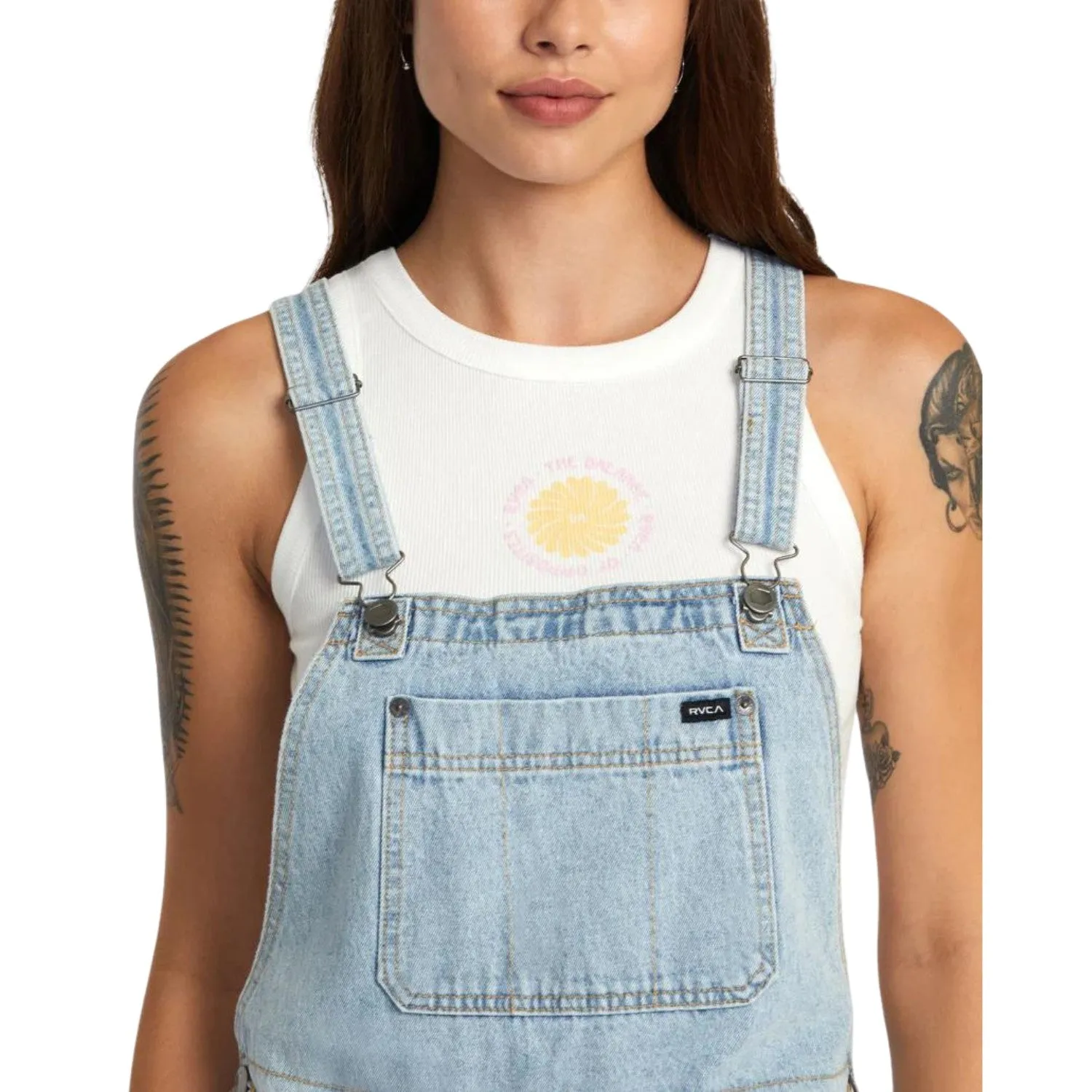 RVCA Succession Short Denim Overalls - Women's