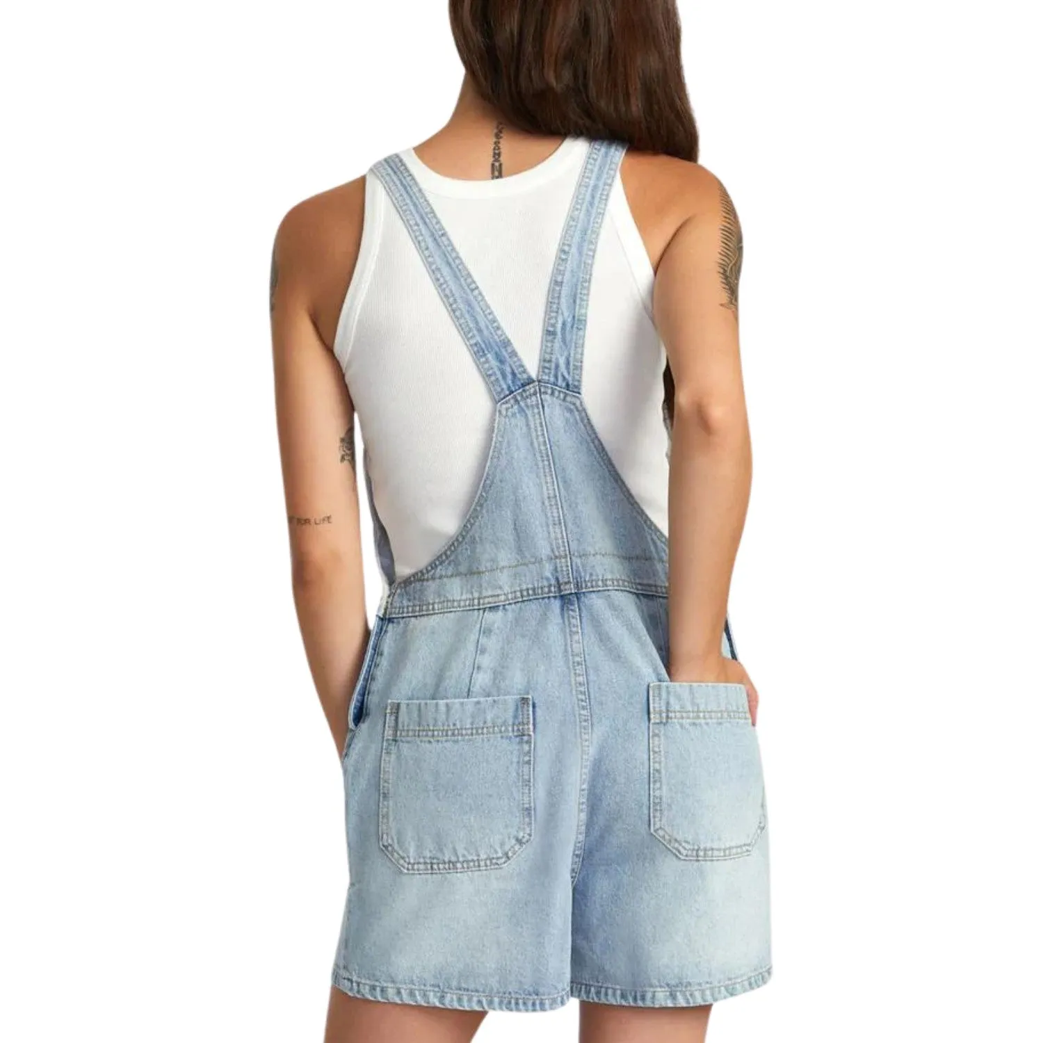 RVCA Succession Short Denim Overalls - Women's