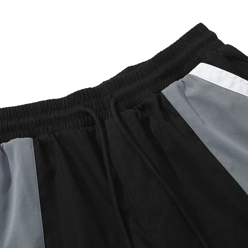 Safari Style Color Block Logo Print Straight Shorts