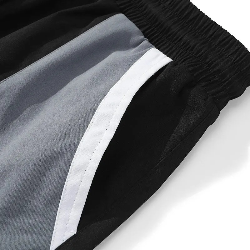 Safari Style Color Block Logo Print Straight Shorts