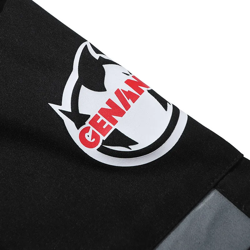 Safari Style Color Block Logo Print Straight Shorts