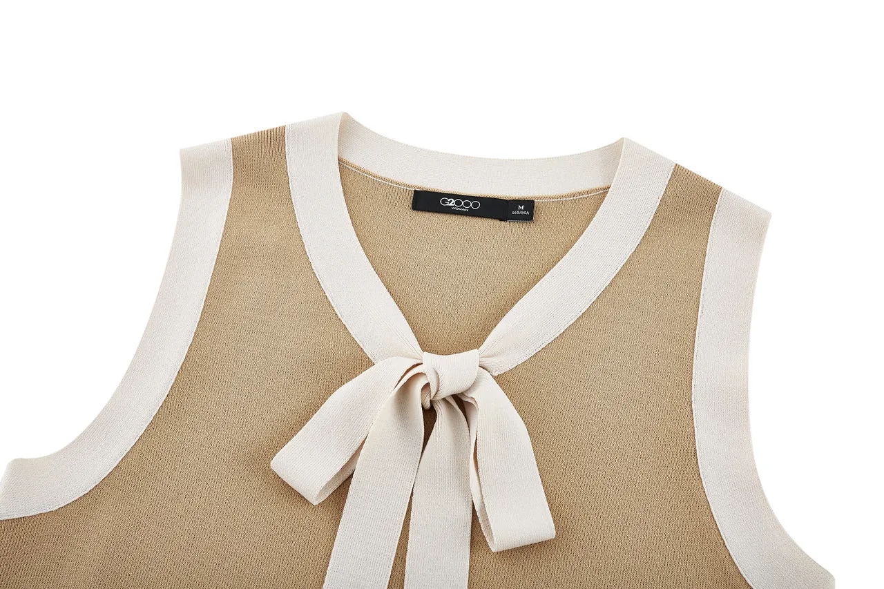 Sleeveless Ribbon Front Top
