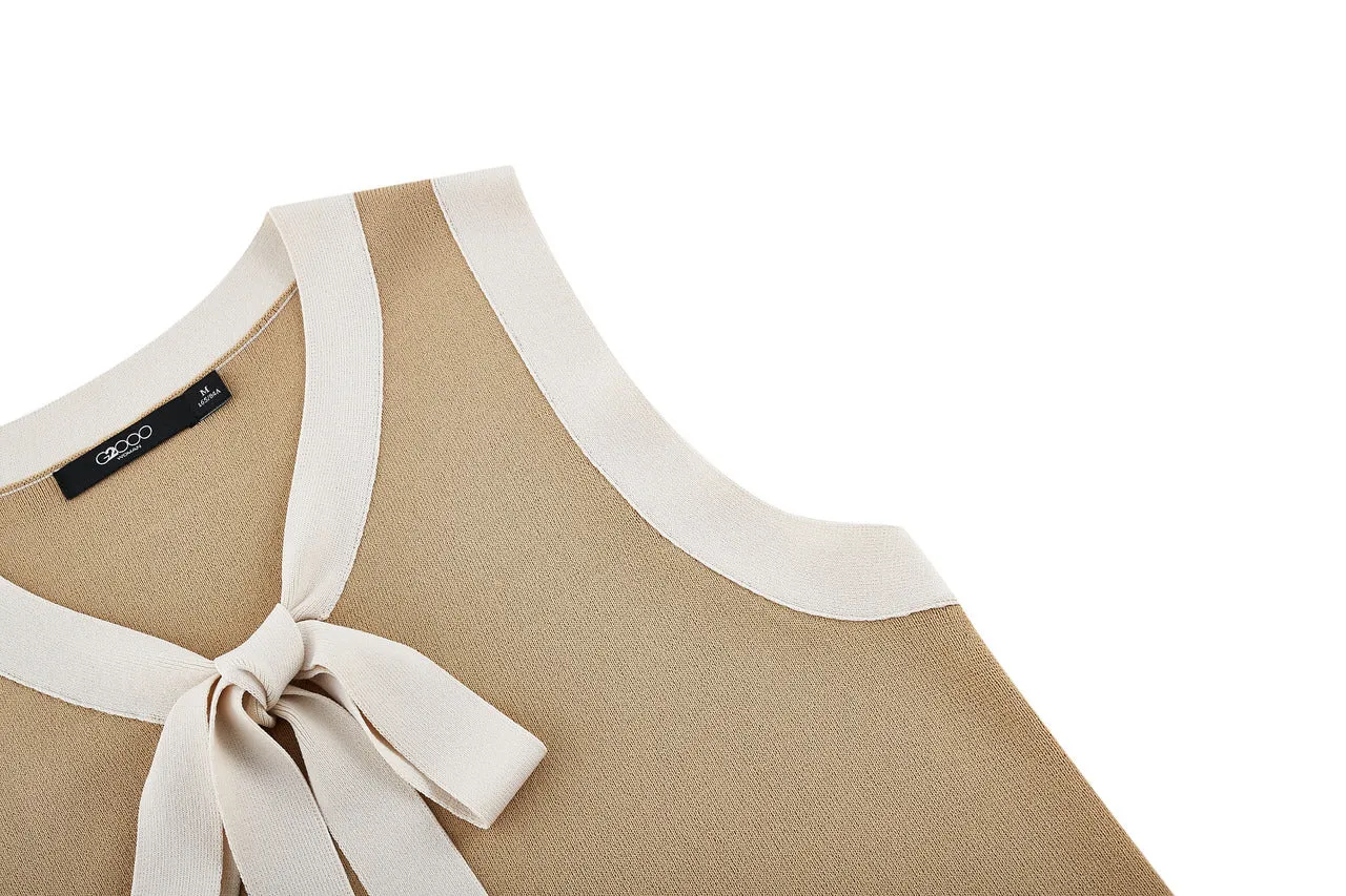 Sleeveless Ribbon Front Top