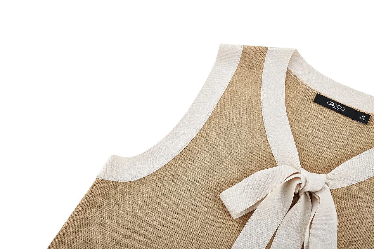 Sleeveless Ribbon Front Top