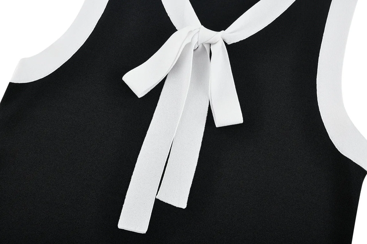 Sleeveless Ribbon Front Top