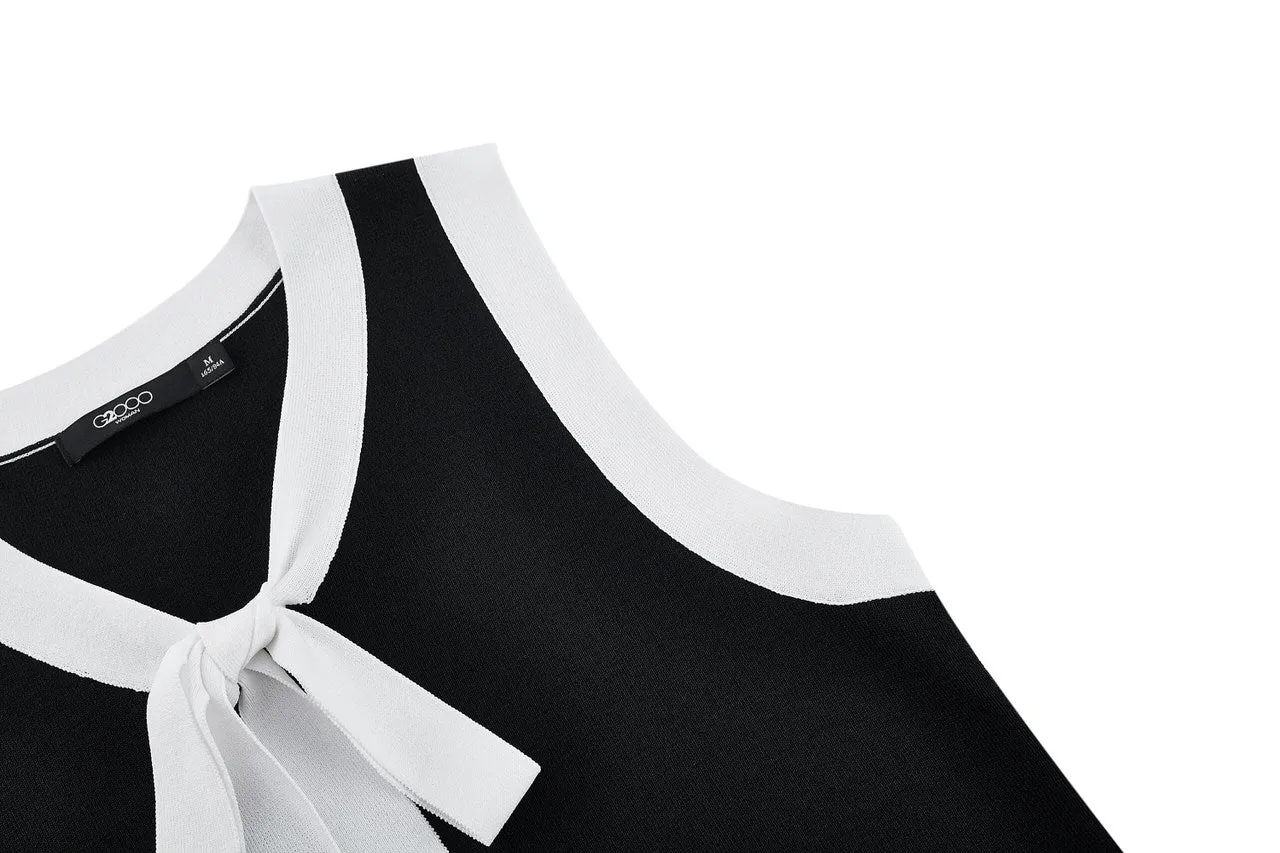 Sleeveless Ribbon Front Top