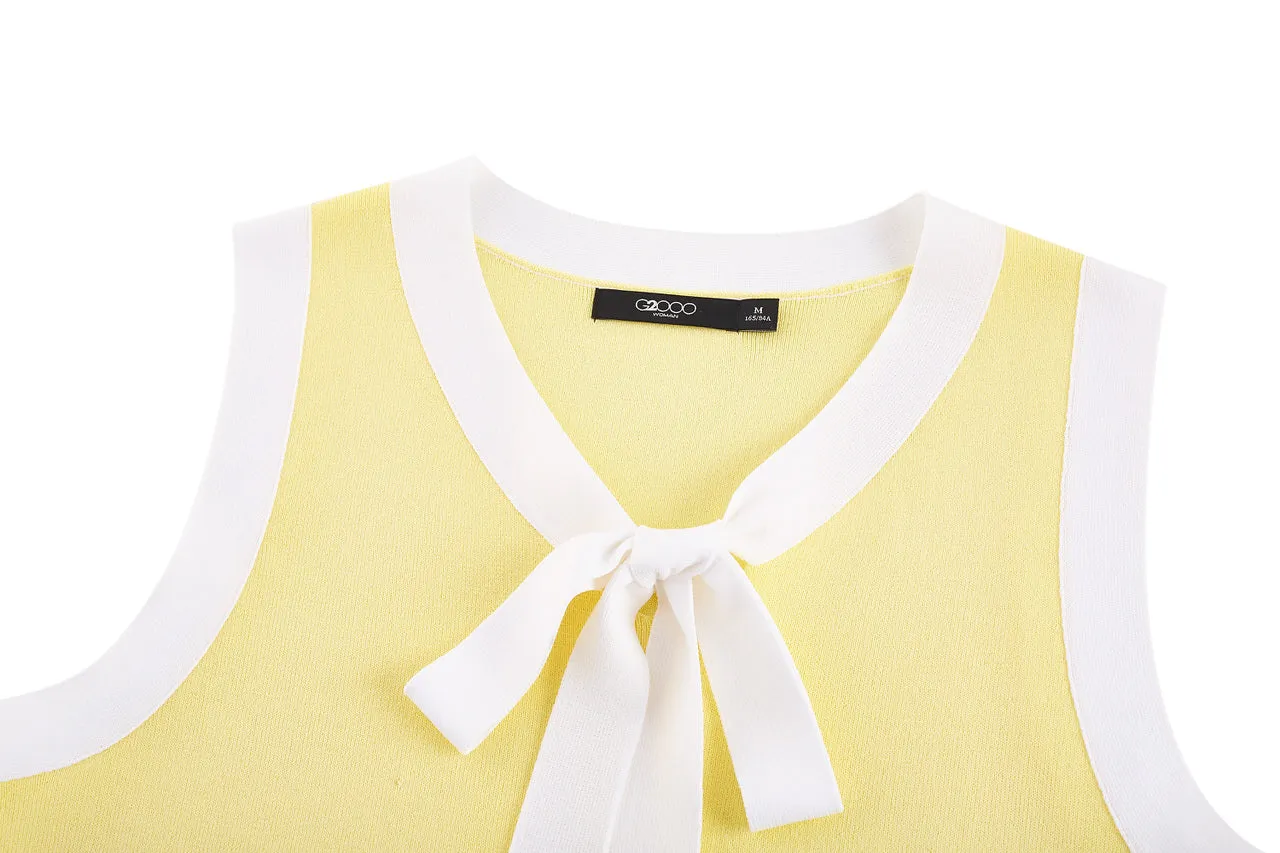 Sleeveless Ribbon Front Top