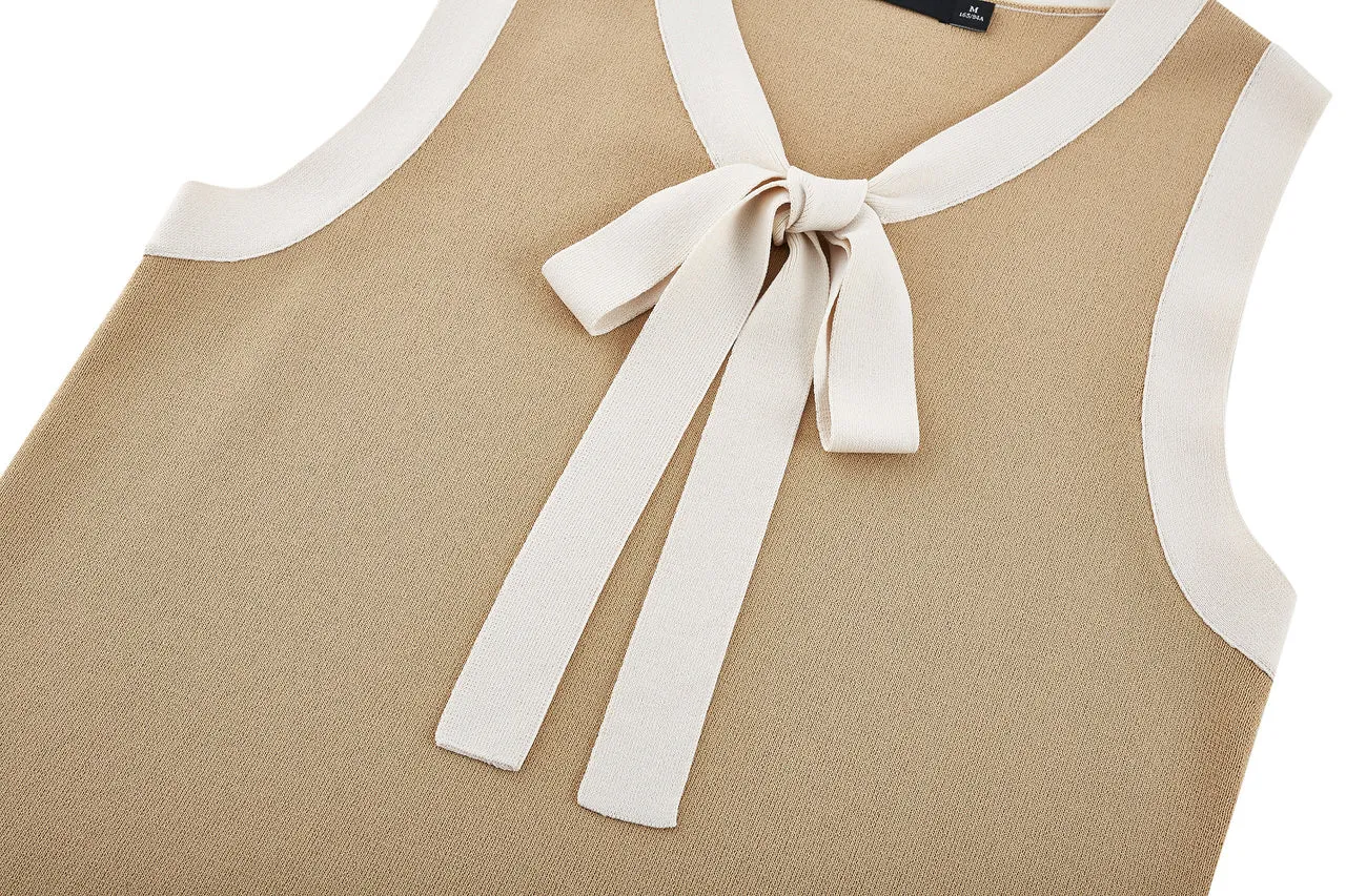 Sleeveless Ribbon Front Top