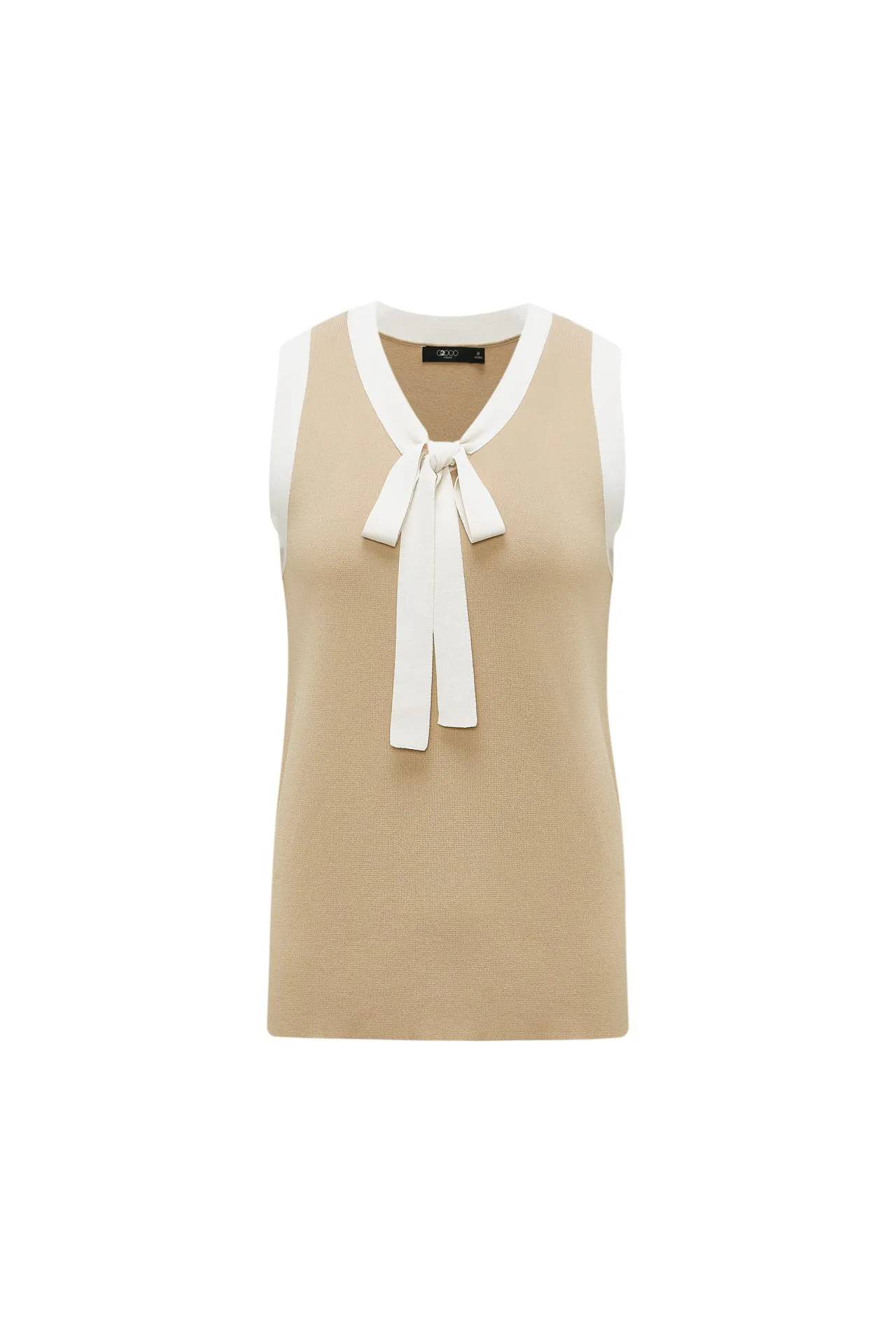 Sleeveless Ribbon Front Top