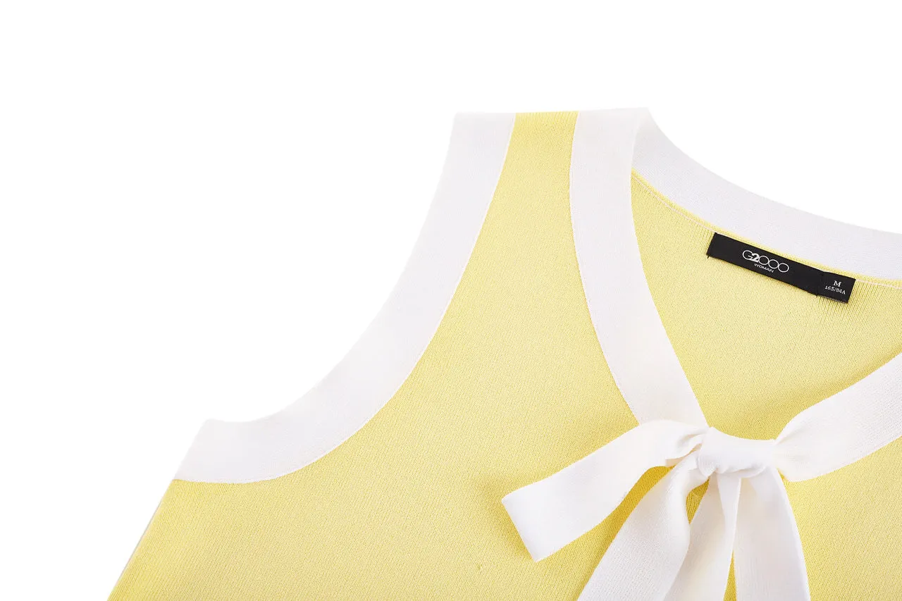 Sleeveless Ribbon Front Top