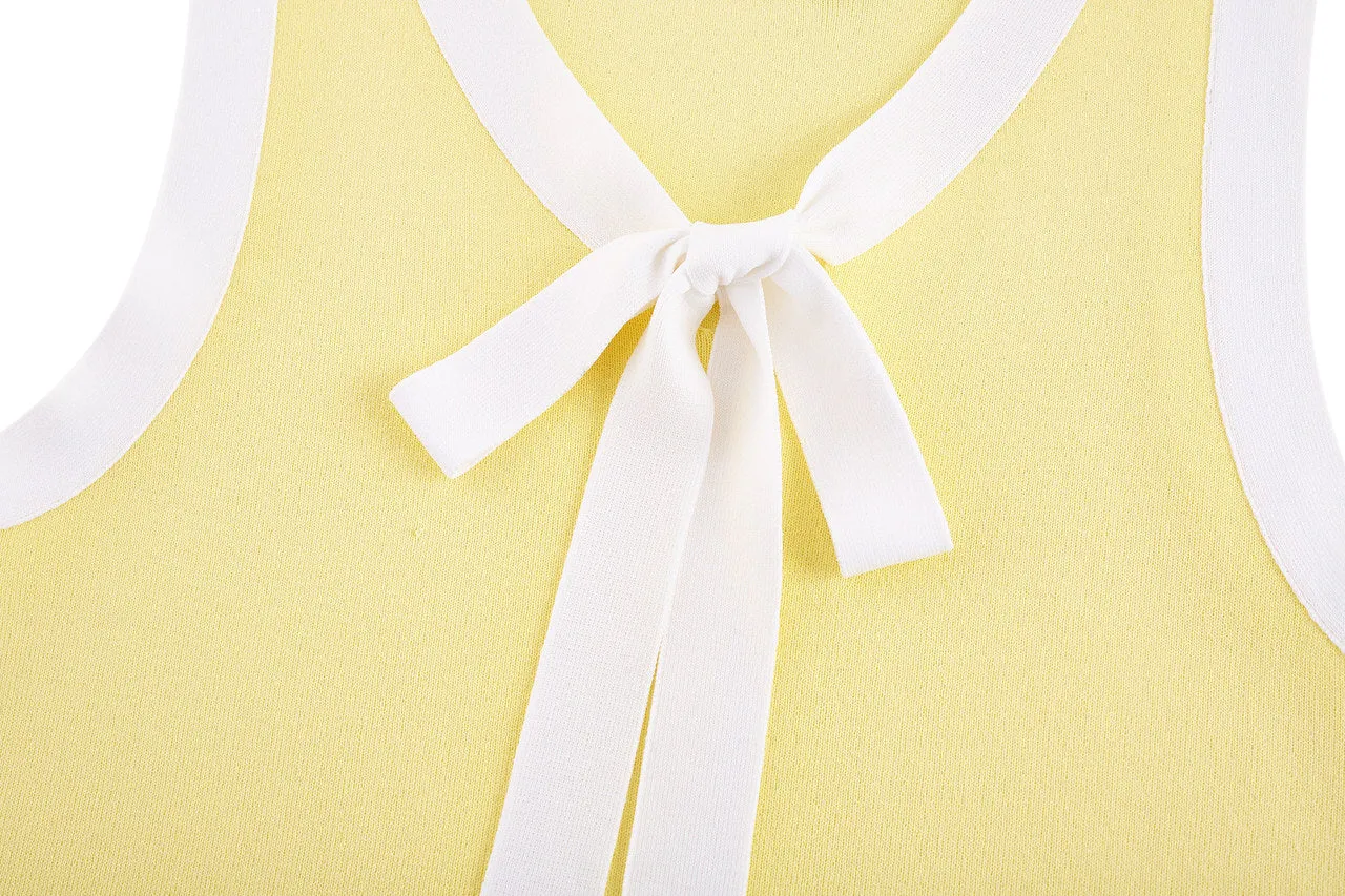 Sleeveless Ribbon Front Top