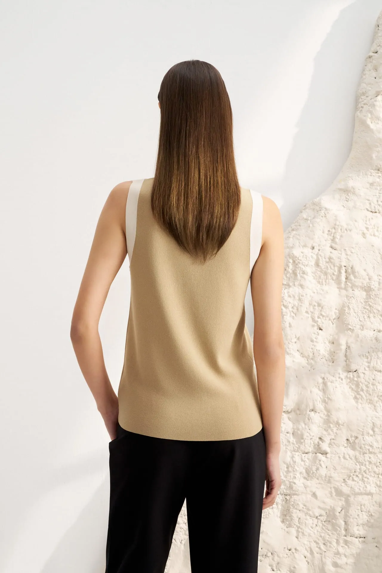 Sleeveless Ribbon Front Top