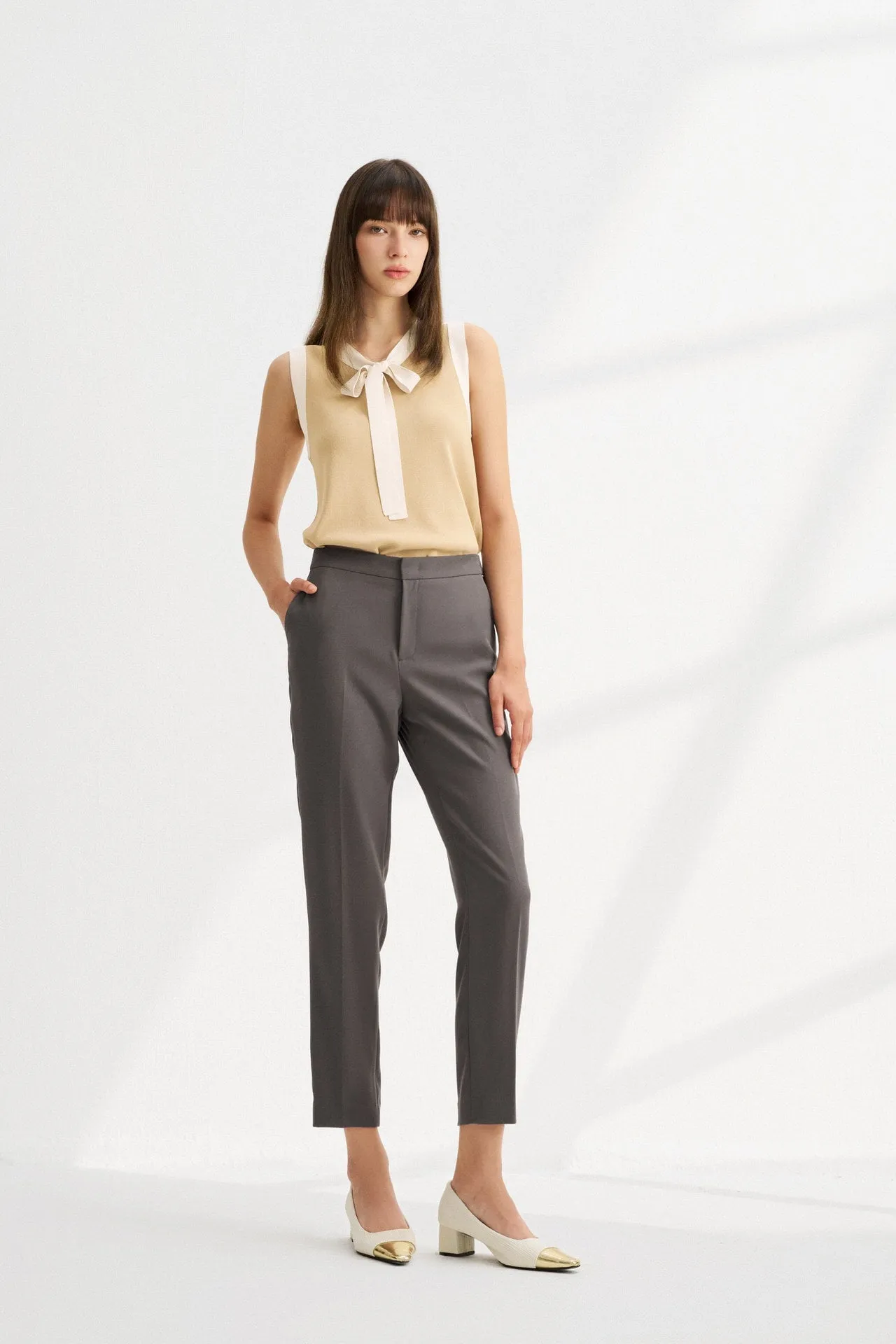 Sleeveless Ribbon Front Top