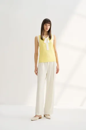 Sleeveless Ribbon Front Top