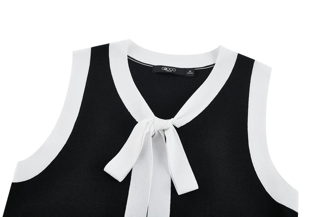 Sleeveless Ribbon Front Top