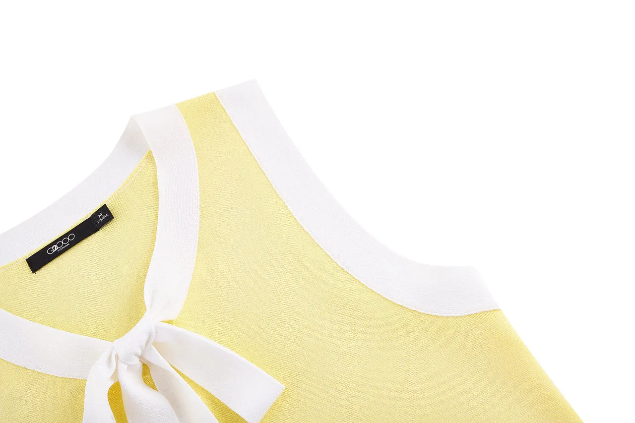 Sleeveless Ribbon Front Top
