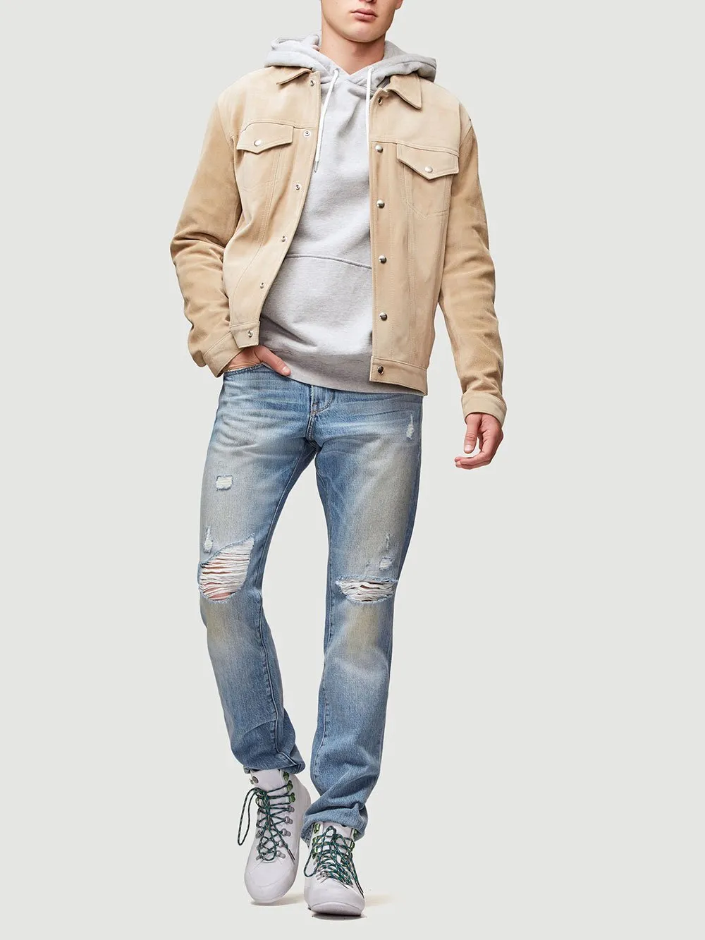Suede Western Jacket -- Khaki