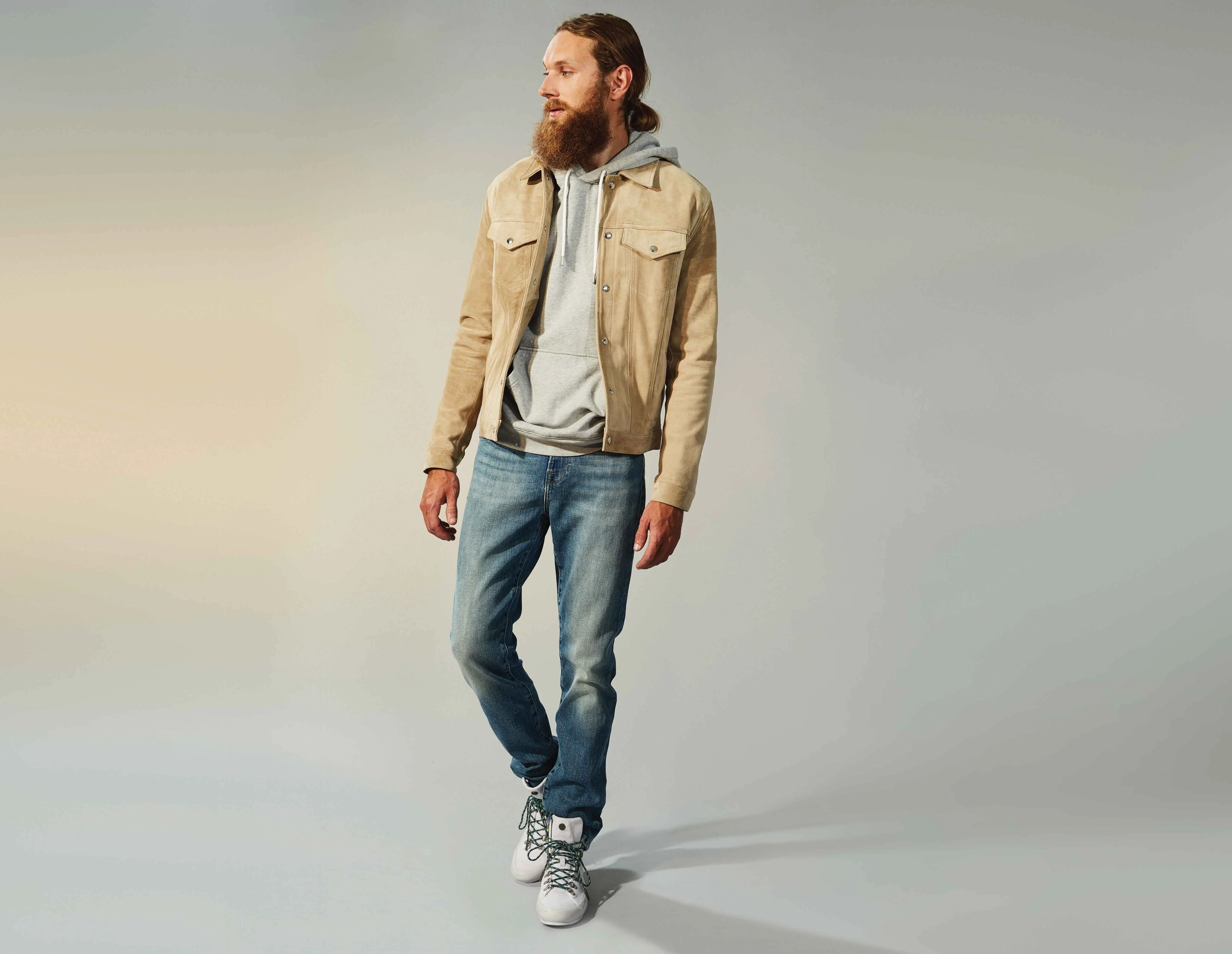 Suede Western Jacket -- Khaki