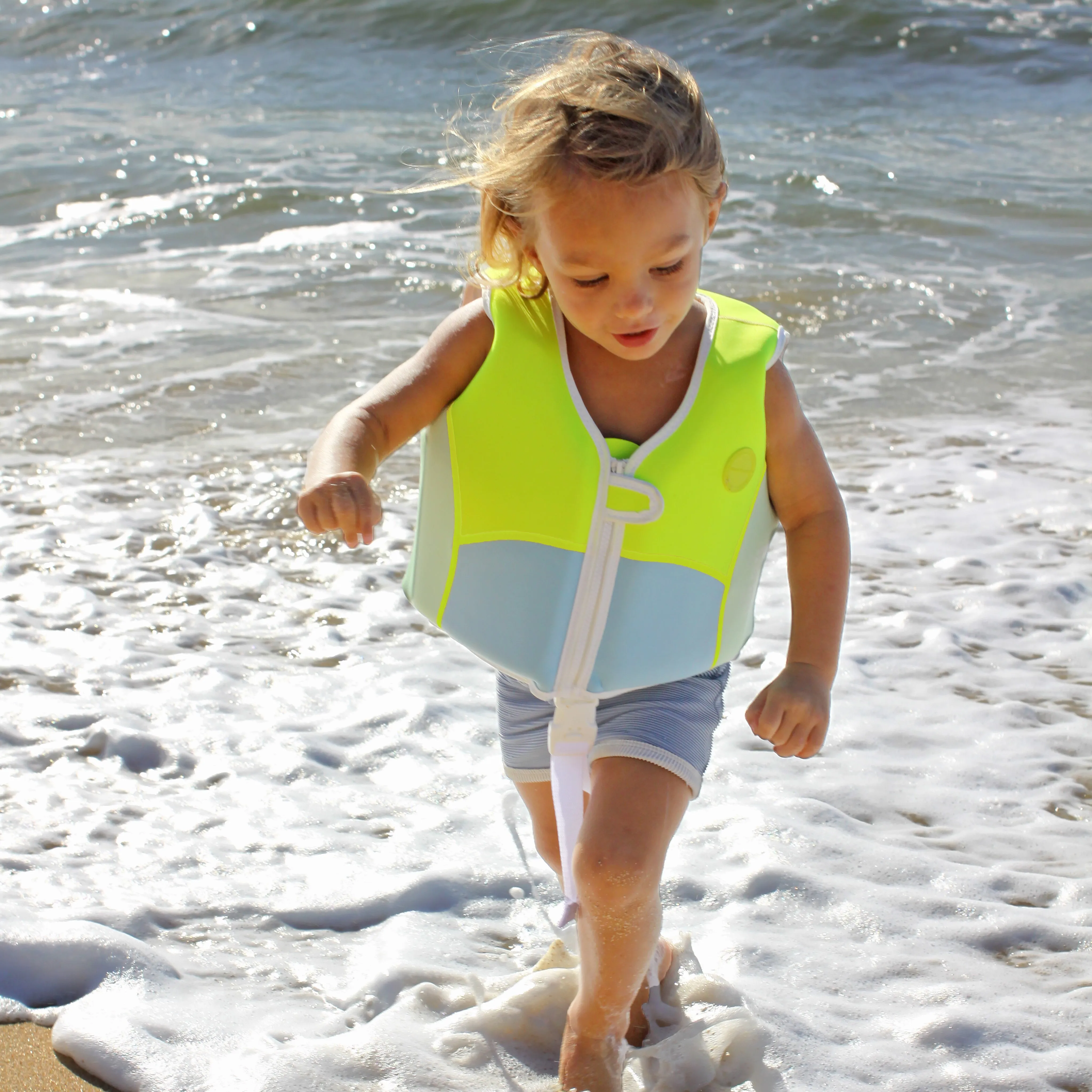 SUNNYLiFE Swim Vest Shark Tribe Blue Neon Citrus