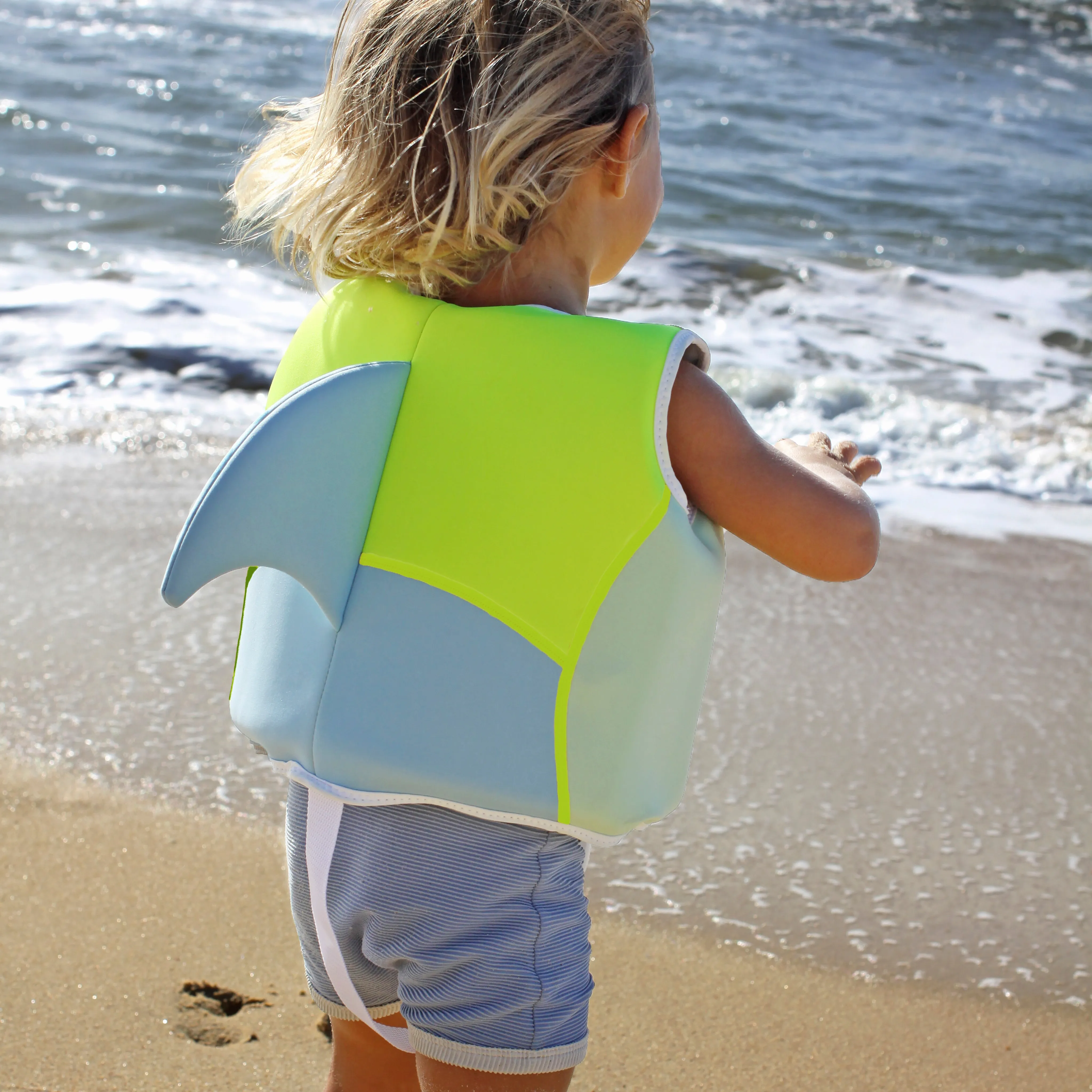 SUNNYLiFE Swim Vest Shark Tribe Blue Neon Citrus