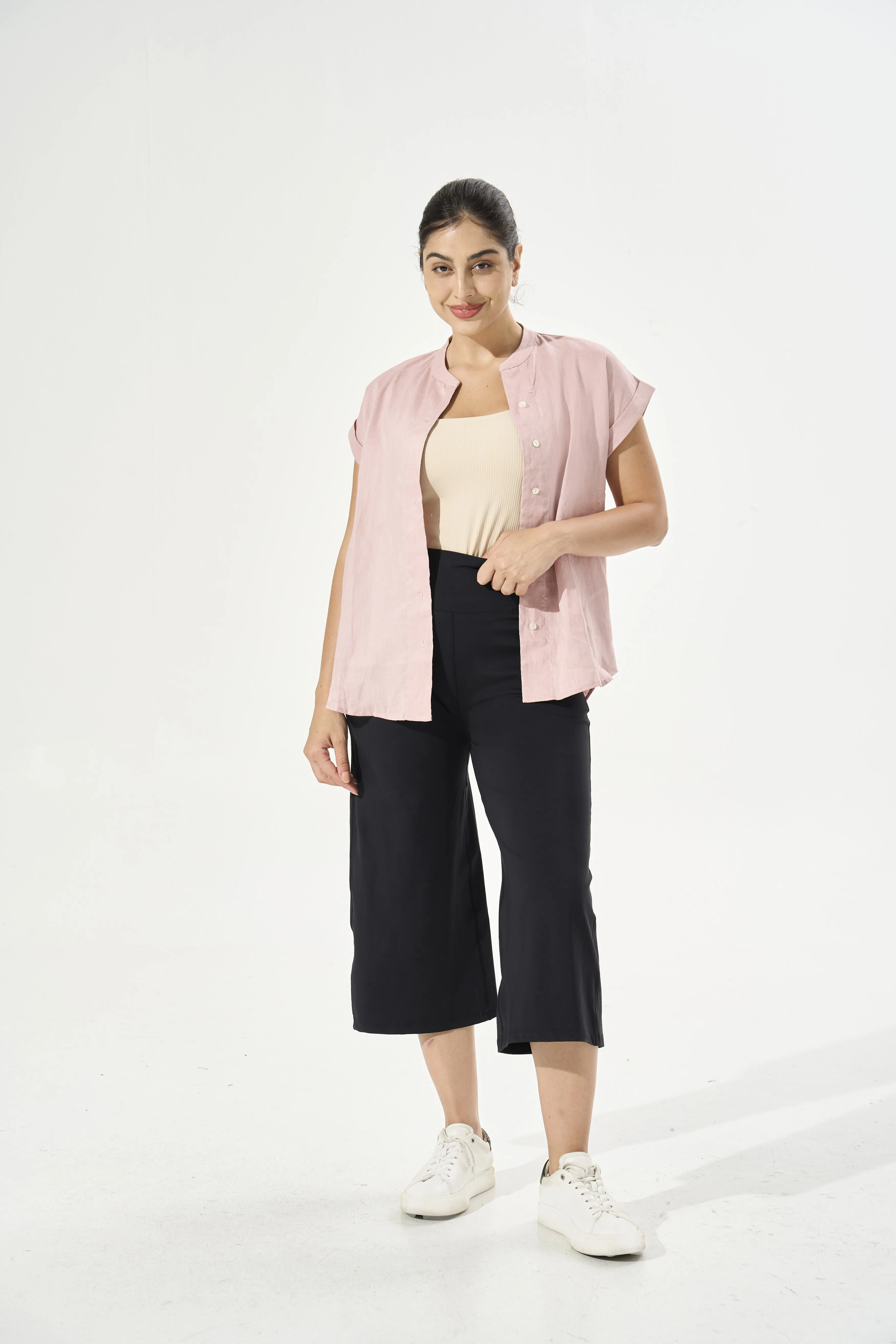Tangs Display - [Petite Collection] Cooling & Buttery Soft Lush Cropped Pants With Stretchable Waistband & Pockets