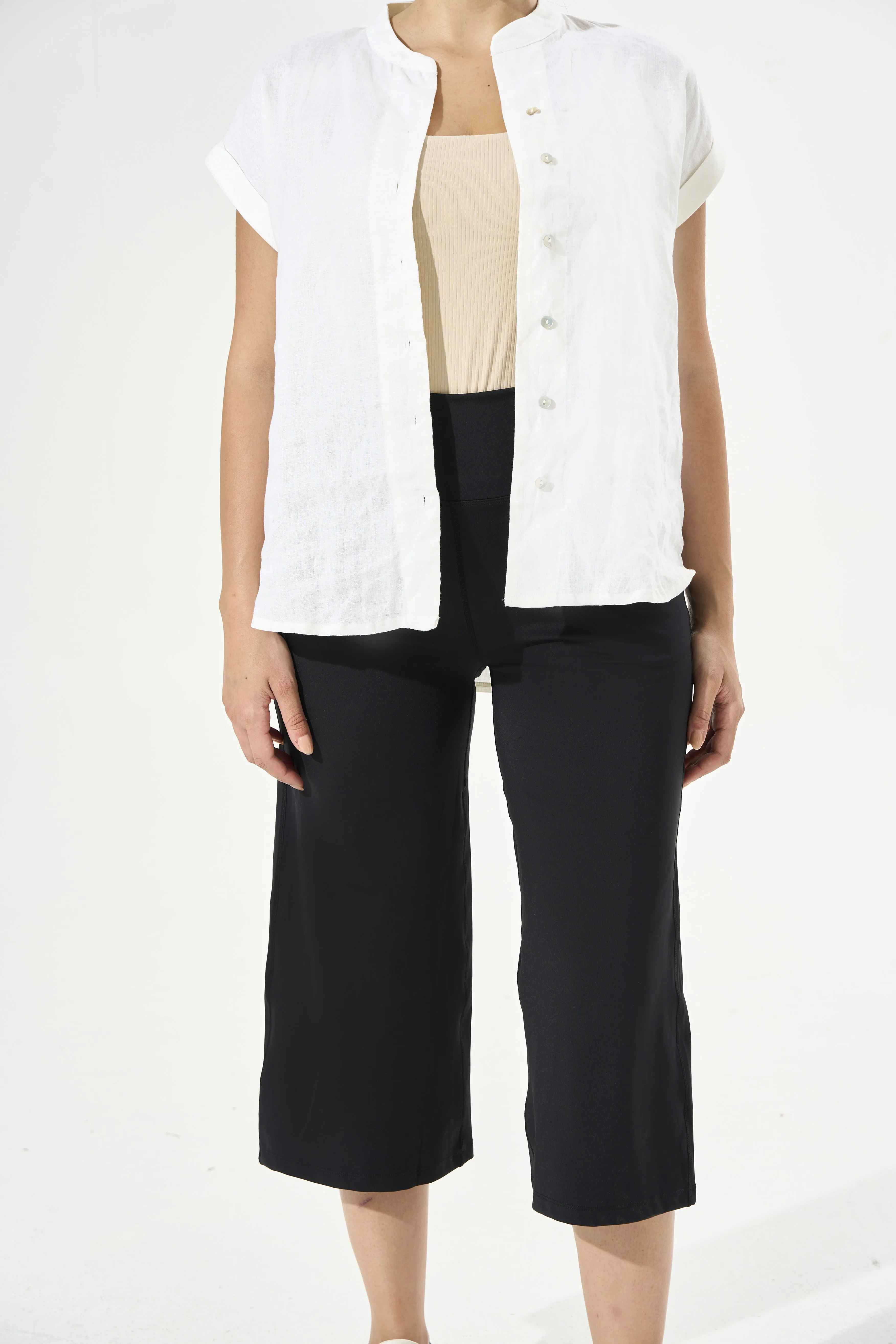 Tangs Display - [Petite Collection] Cooling & Buttery Soft Lush Cropped Pants With Stretchable Waistband & Pockets