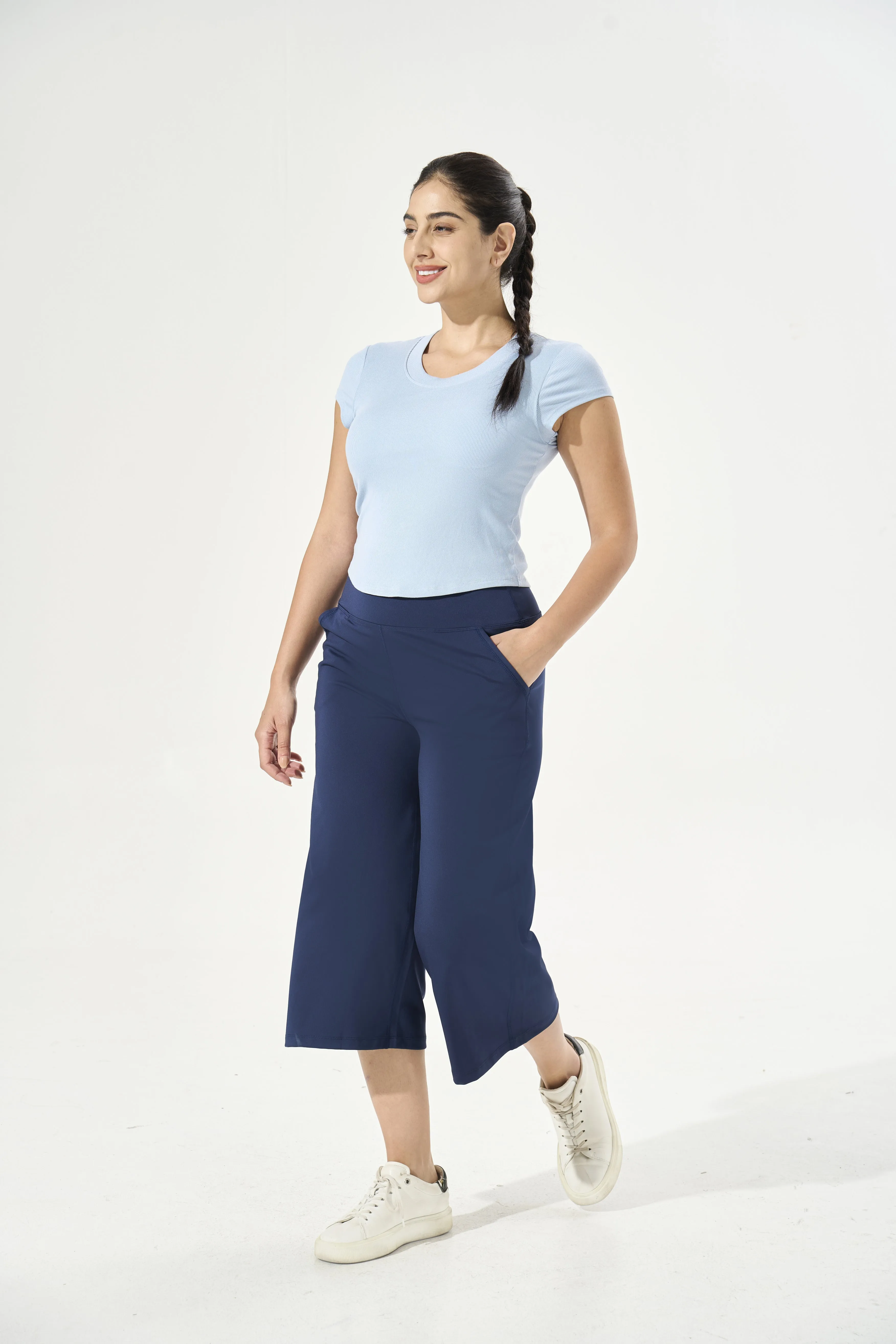 Tangs Display - [Petite Collection] Cooling & Buttery Soft Lush Cropped Pants With Stretchable Waistband & Pockets