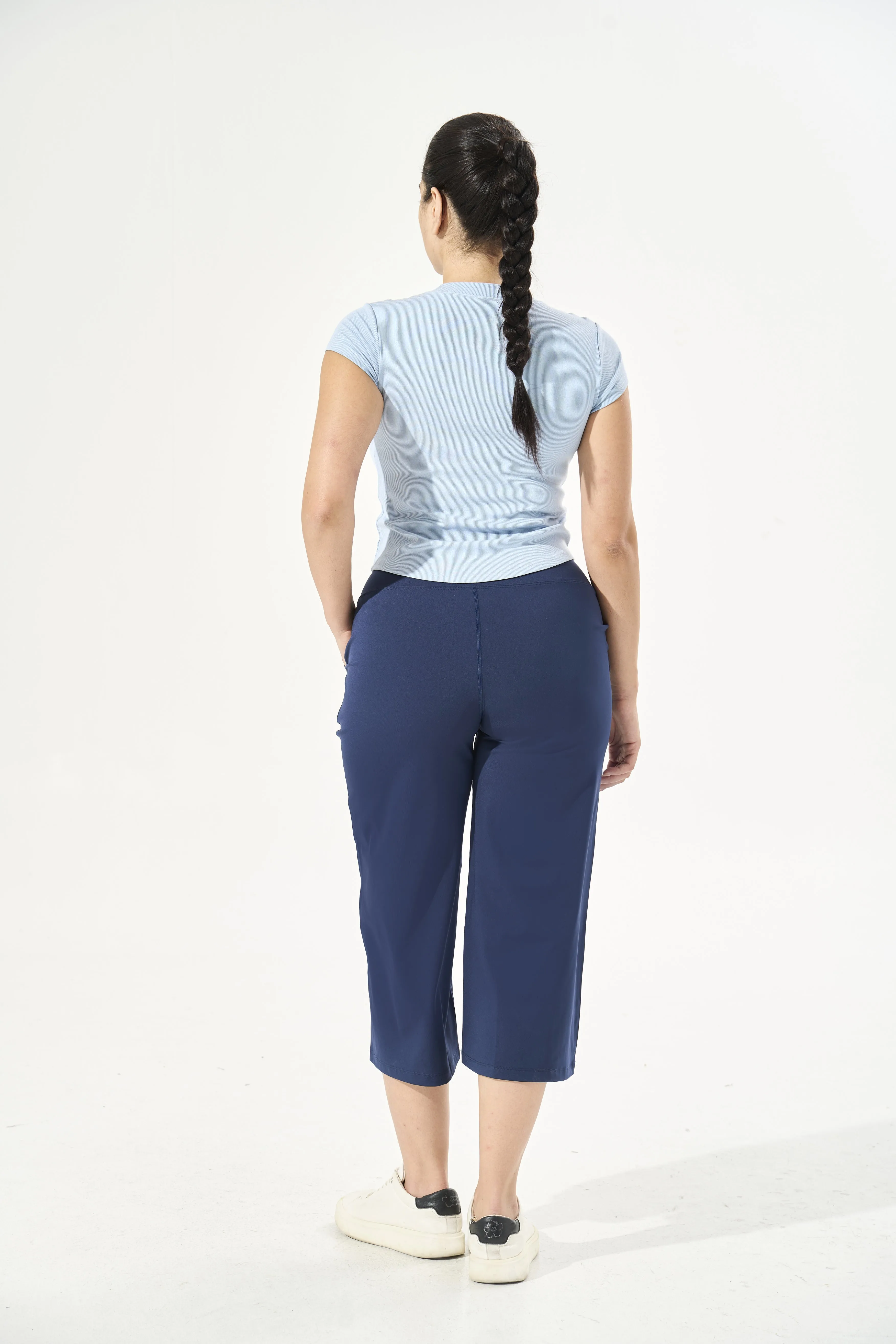 Tangs Display - [Petite Collection] Cooling & Buttery Soft Lush Cropped Pants With Stretchable Waistband & Pockets