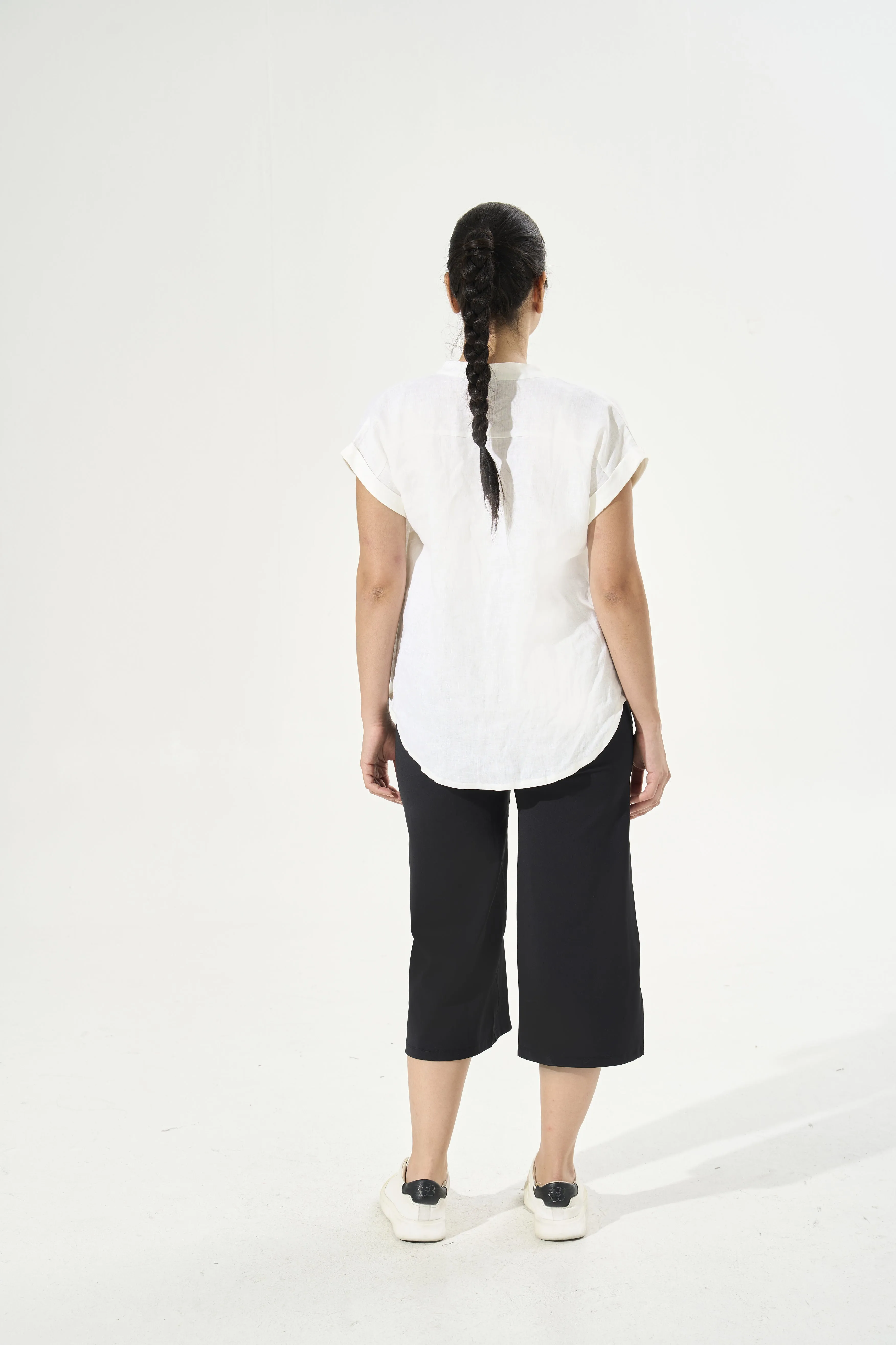 Tangs Display - [Petite Collection] Cooling & Buttery Soft Lush Cropped Pants With Stretchable Waistband & Pockets