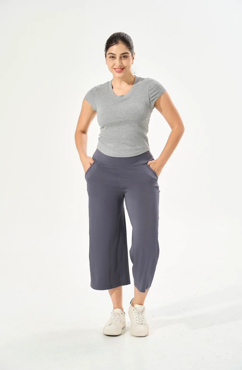 Tangs Display - [Petite Collection] Cooling & Buttery Soft Lush Cropped Pants With Stretchable Waistband & Pockets
