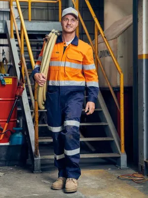 Taped Hi Vis Work Coverall With Waist Zip Opening - BC6066T