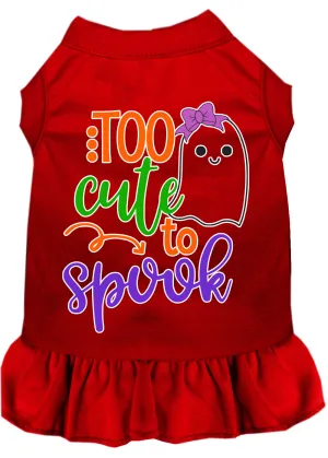 Too Cute To Spook-girly Ghost Screen Print Dog Dress Red Sm