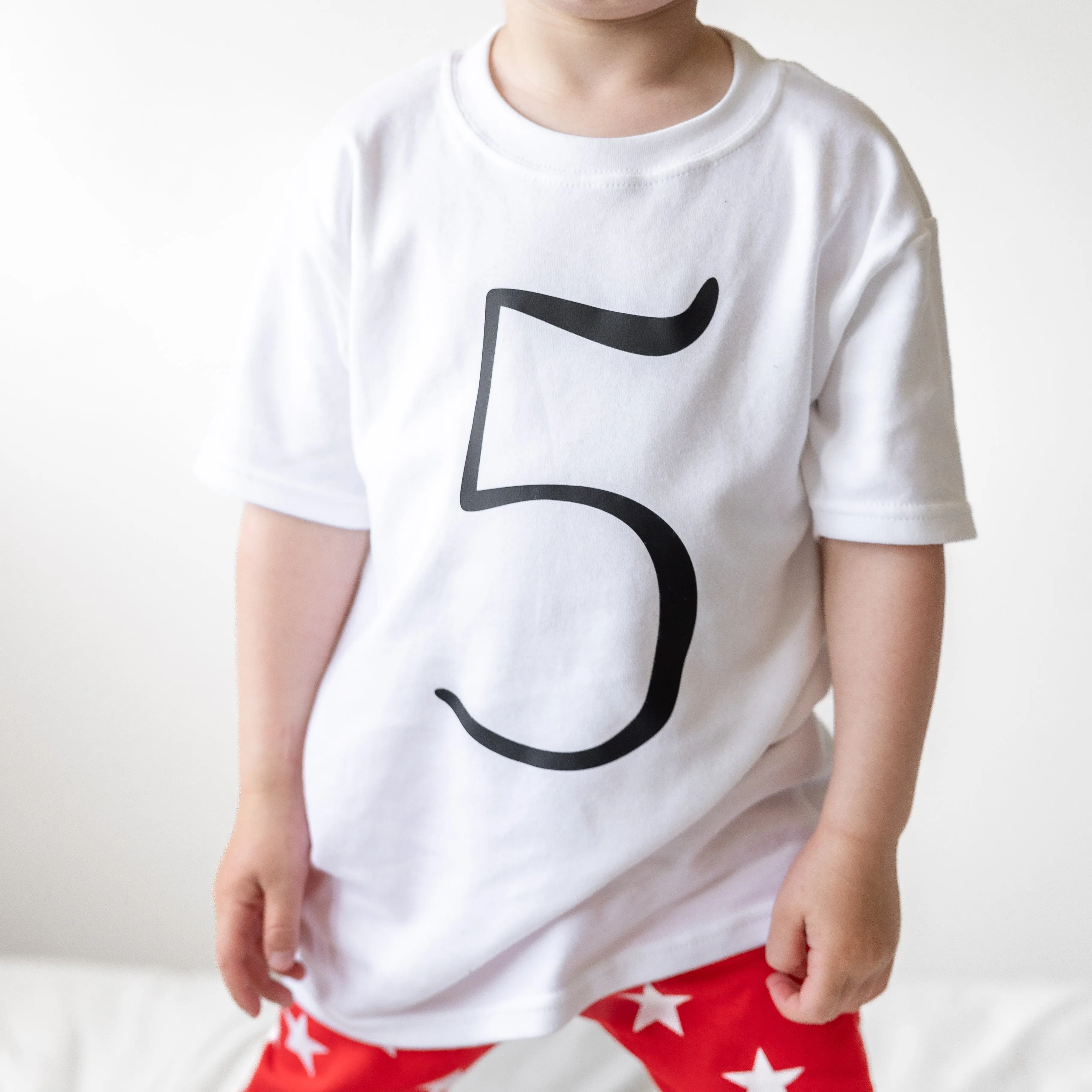 White Birthday Number 5 Top