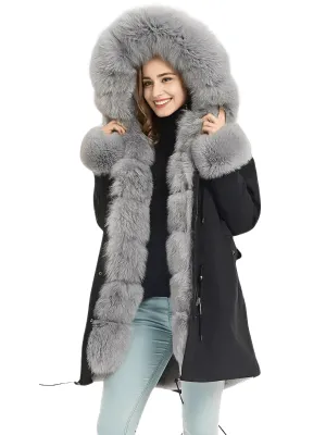 White Duck Down Women's Real Fur Coats