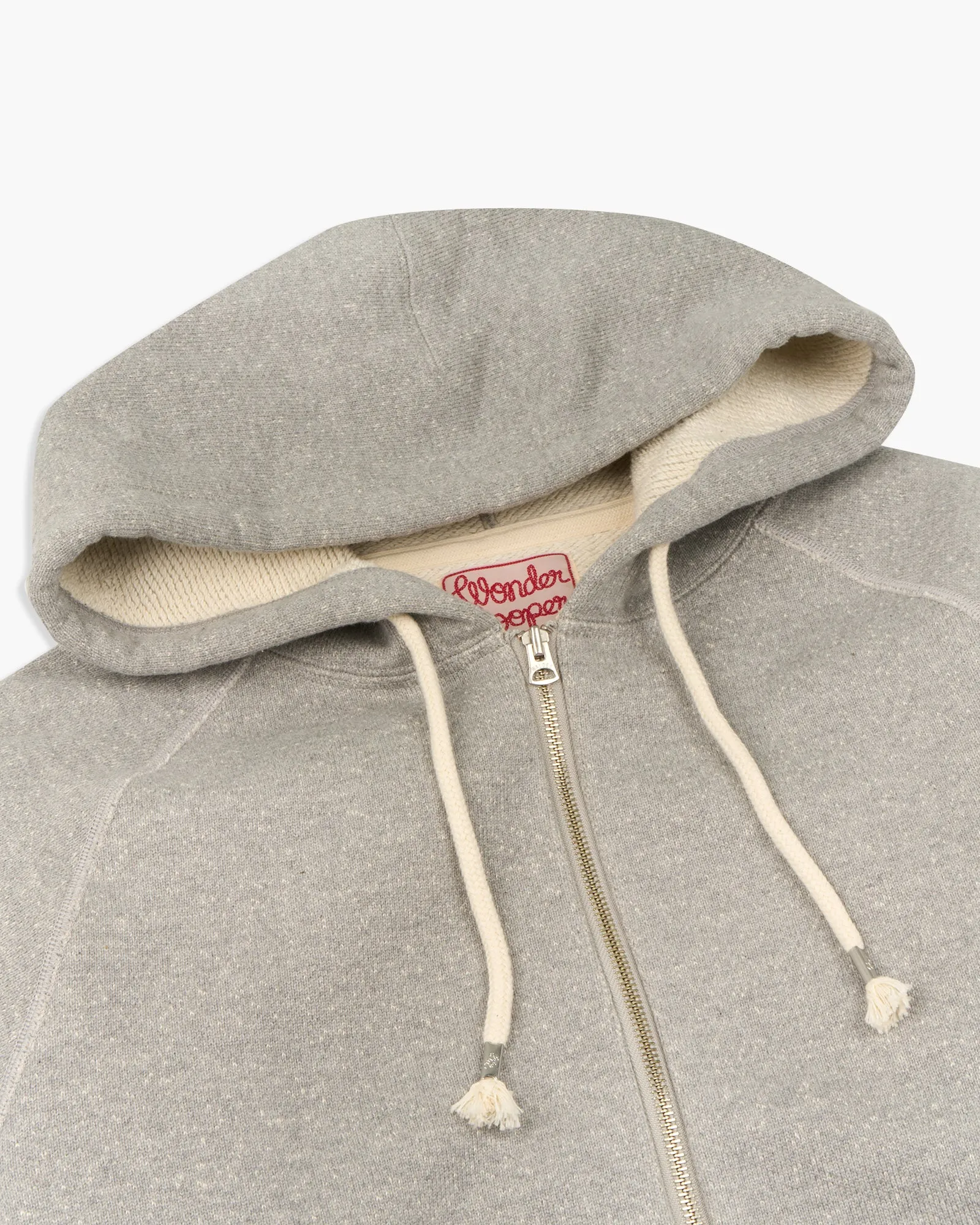 Wonder Looper 876gsm Double Heavyweight French Terry Zip Hoodie - Heather Grey