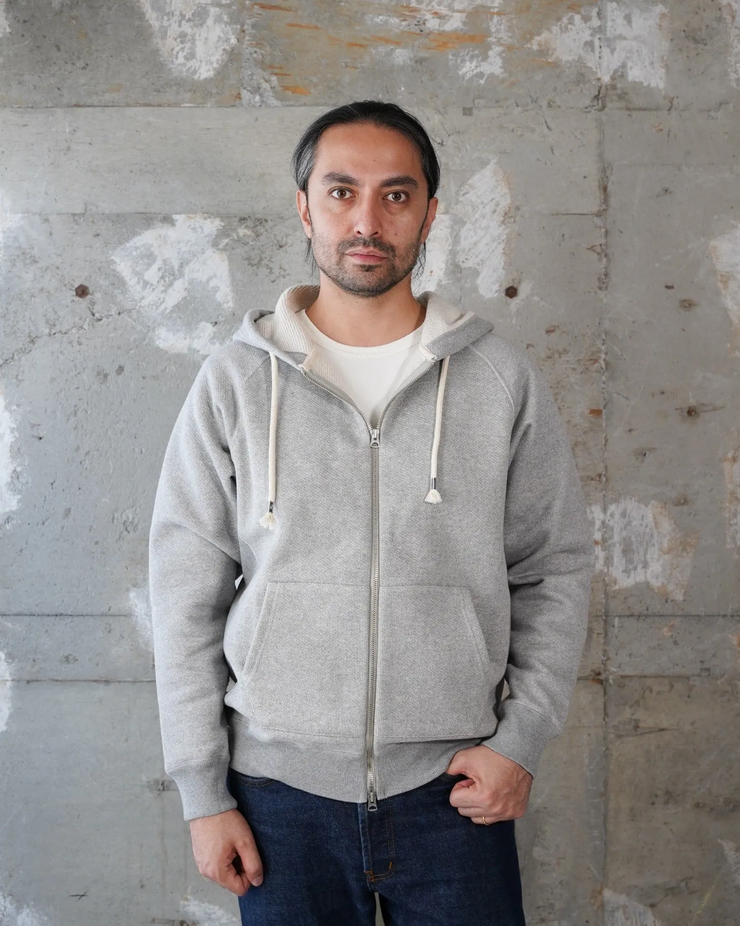 Wonder Looper 876gsm Double Heavyweight French Terry Zip Hoodie - Heather Grey