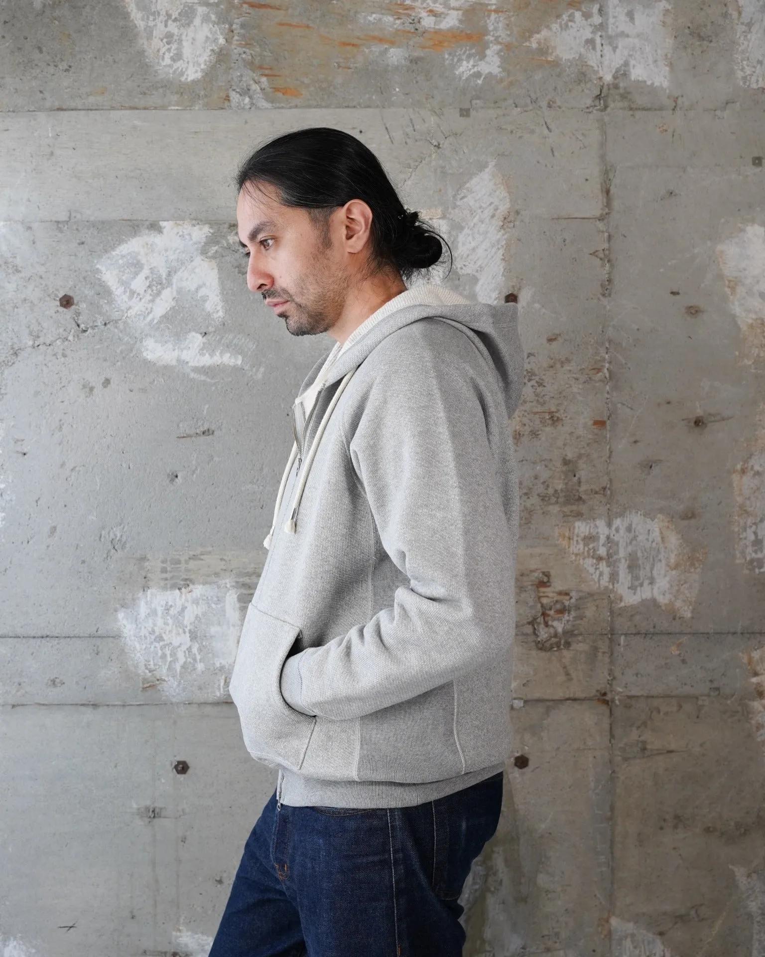 Wonder Looper 876gsm Double Heavyweight French Terry Zip Hoodie - Heather Grey