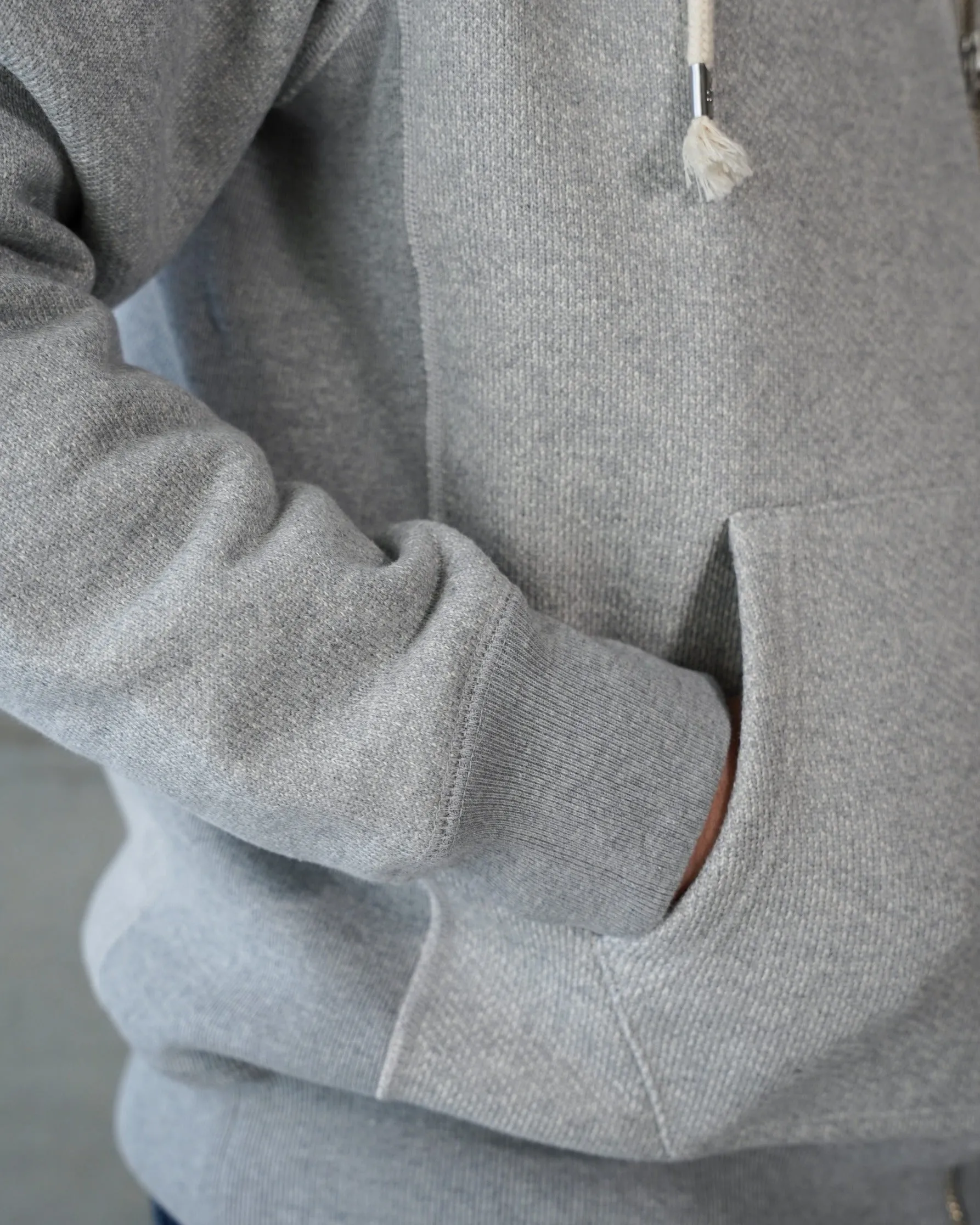 Wonder Looper 876gsm Double Heavyweight French Terry Zip Hoodie - Heather Grey