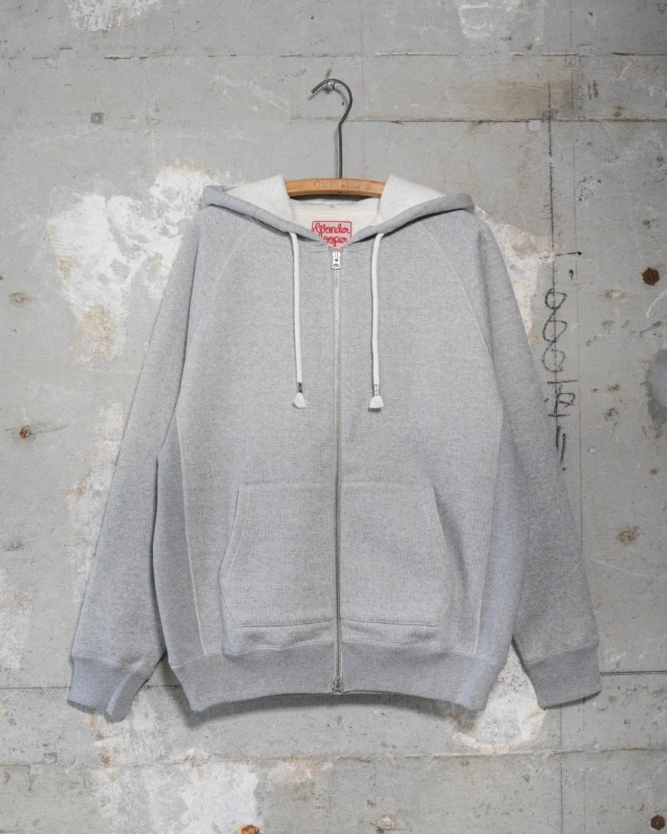Wonder Looper 876gsm Double Heavyweight French Terry Zip Hoodie - Heather Grey
