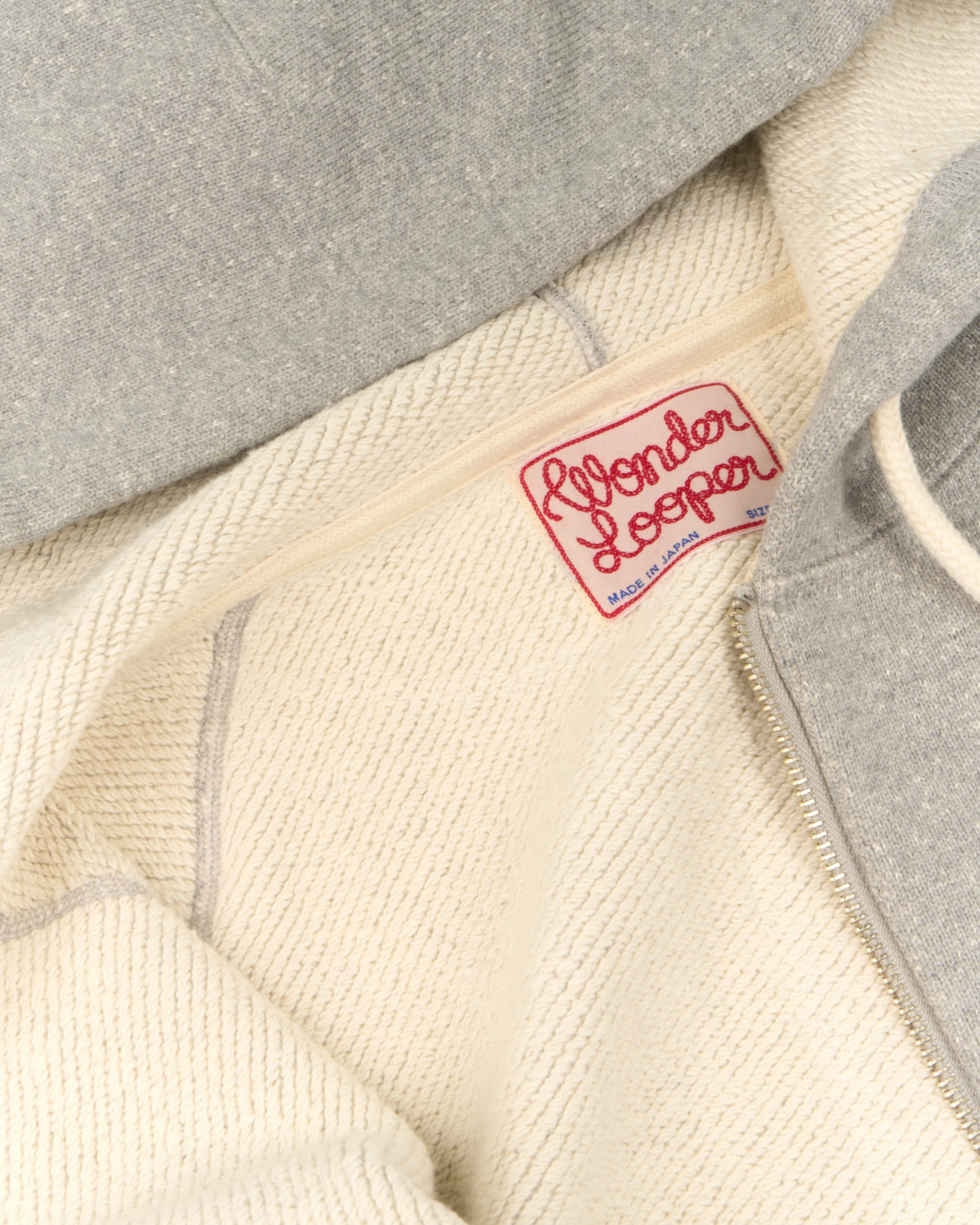 Wonder Looper 876gsm Double Heavyweight French Terry Zip Hoodie - Heather Grey