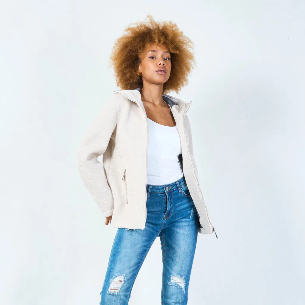 Zip-up hooded jacket with front pockets wholesale