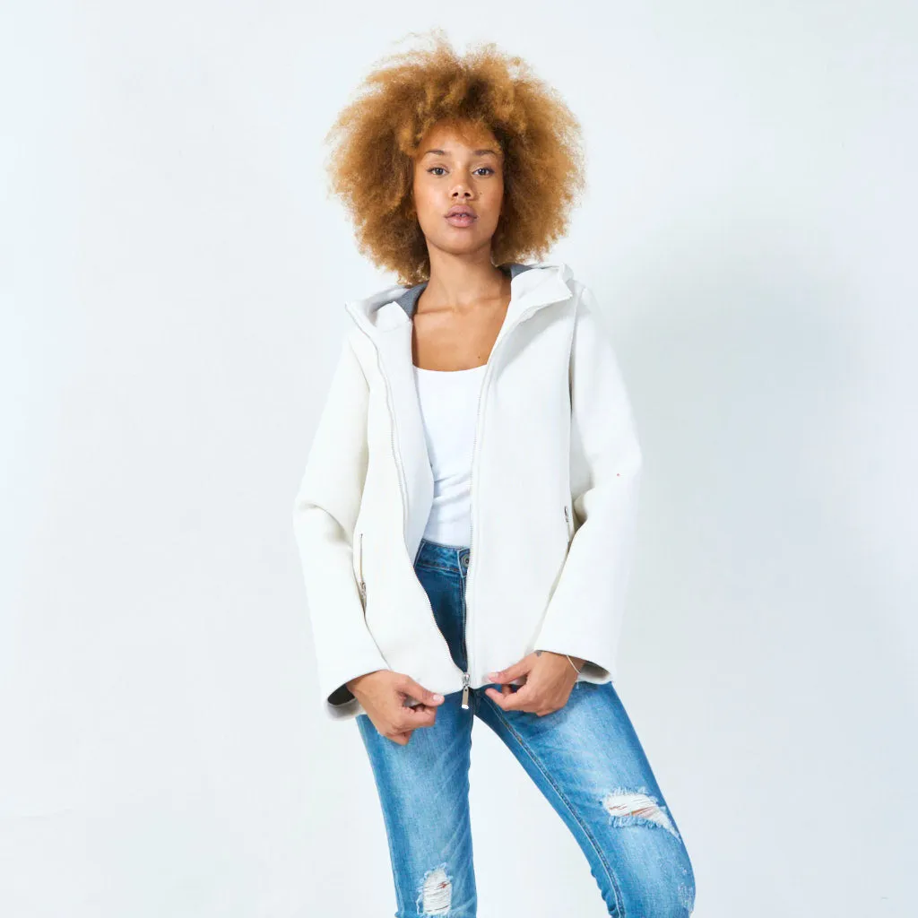 Zip-up hooded jacket with front pockets wholesale