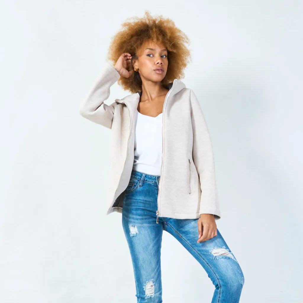 Zip-up hooded jacket with front pockets wholesale