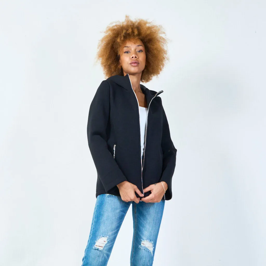 Zip-up hooded jacket with front pockets wholesale